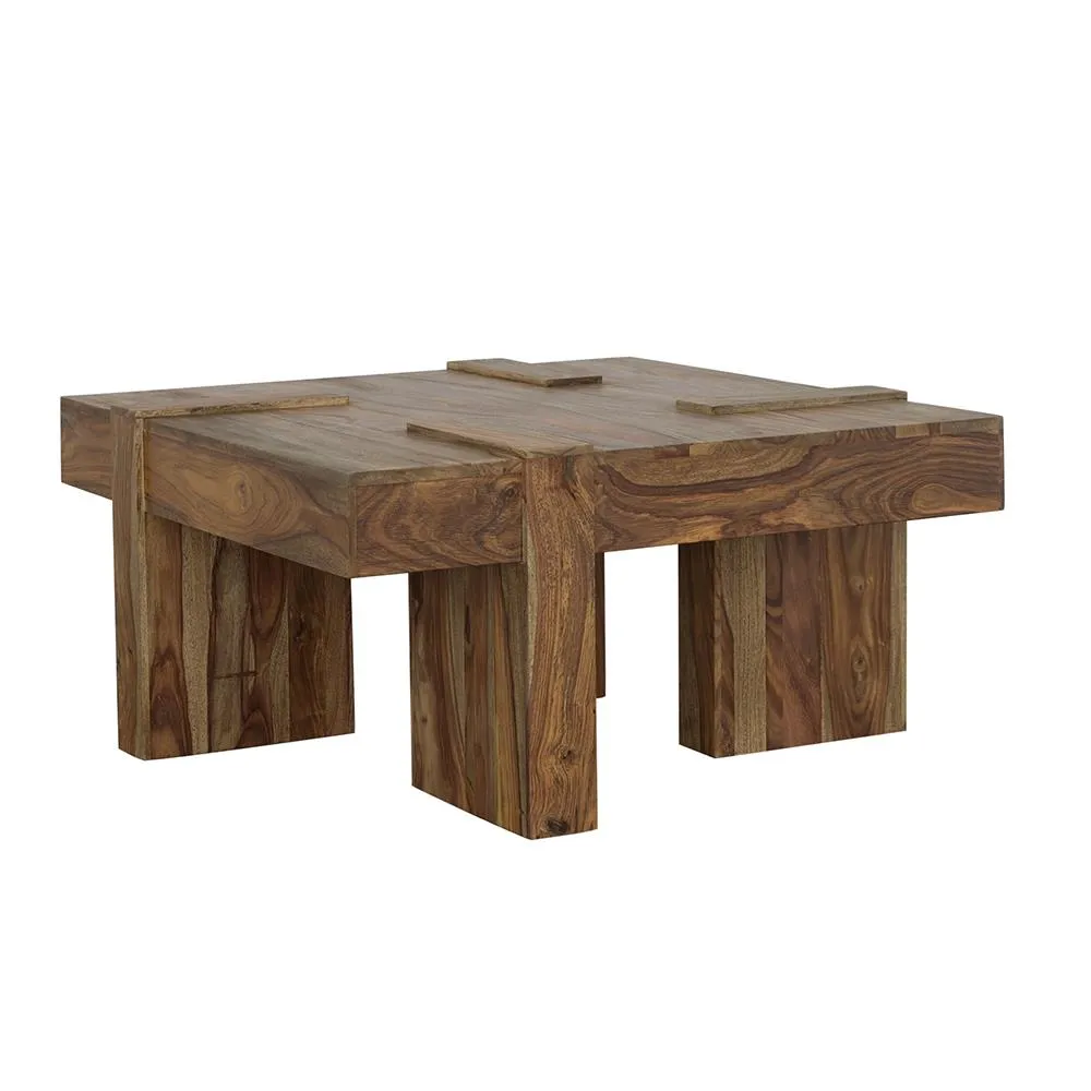 Samira Wooden Square Coffee Table Natural Sheesham