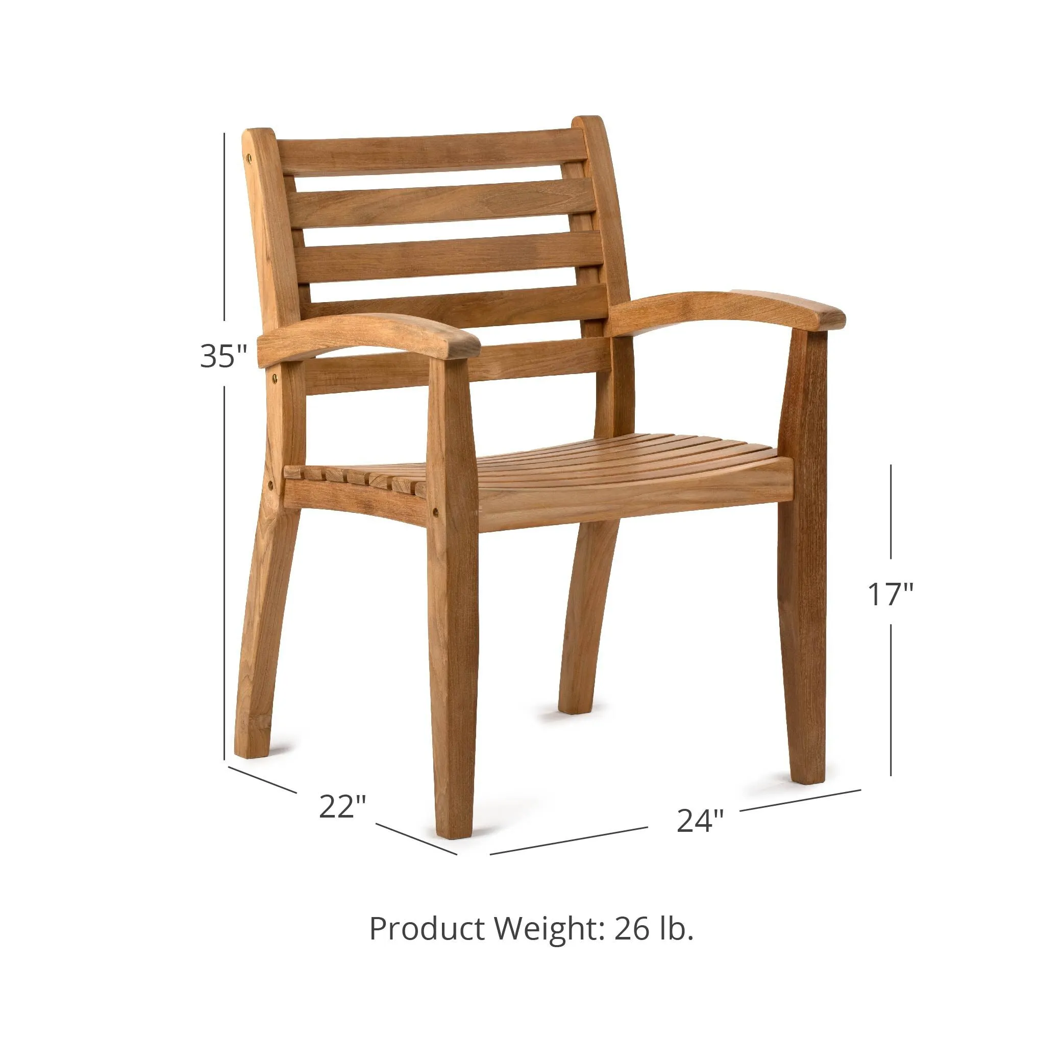 Sandhill Grade A Teak Dining Chair with Optional Arms