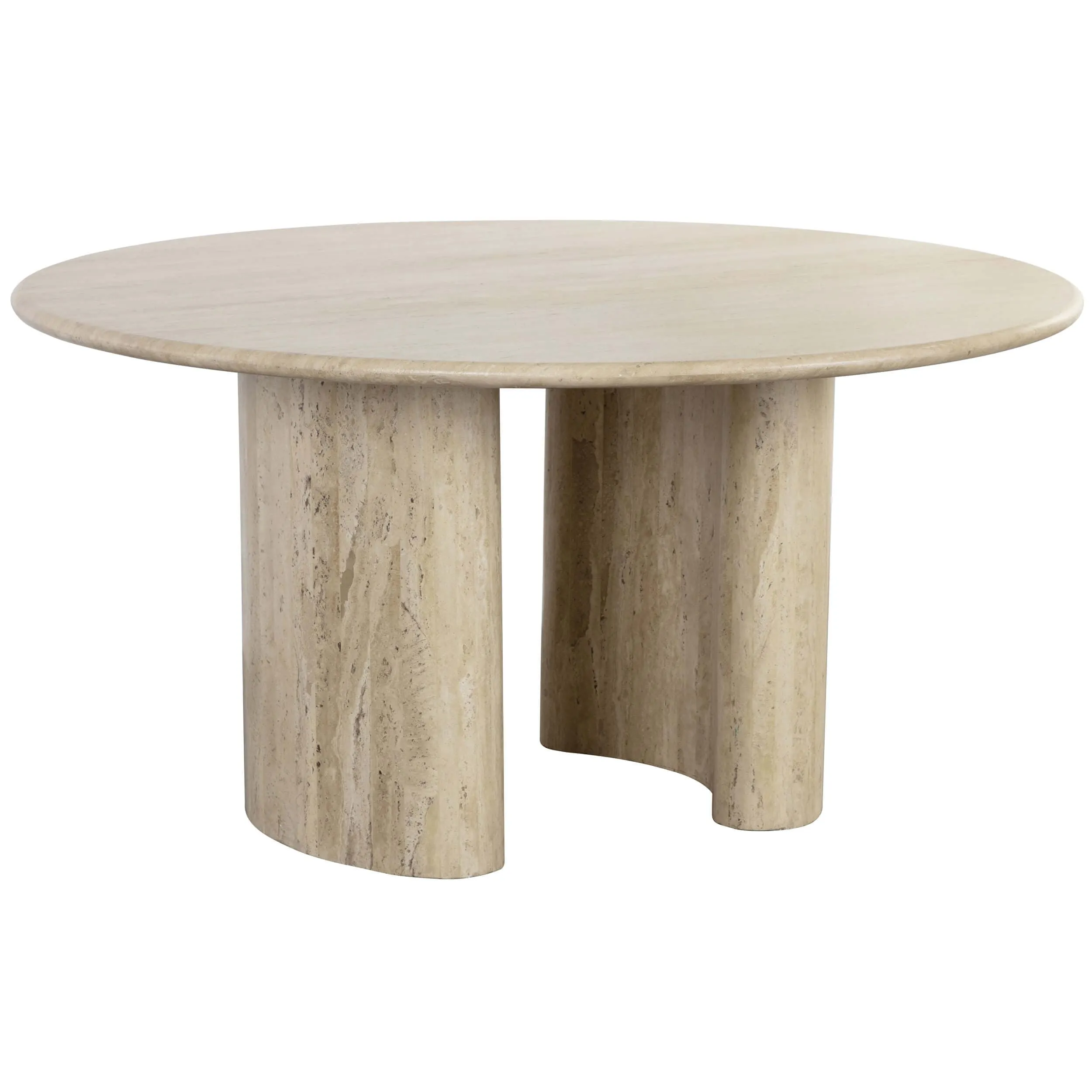 Savona Round Dining Table, Travertine