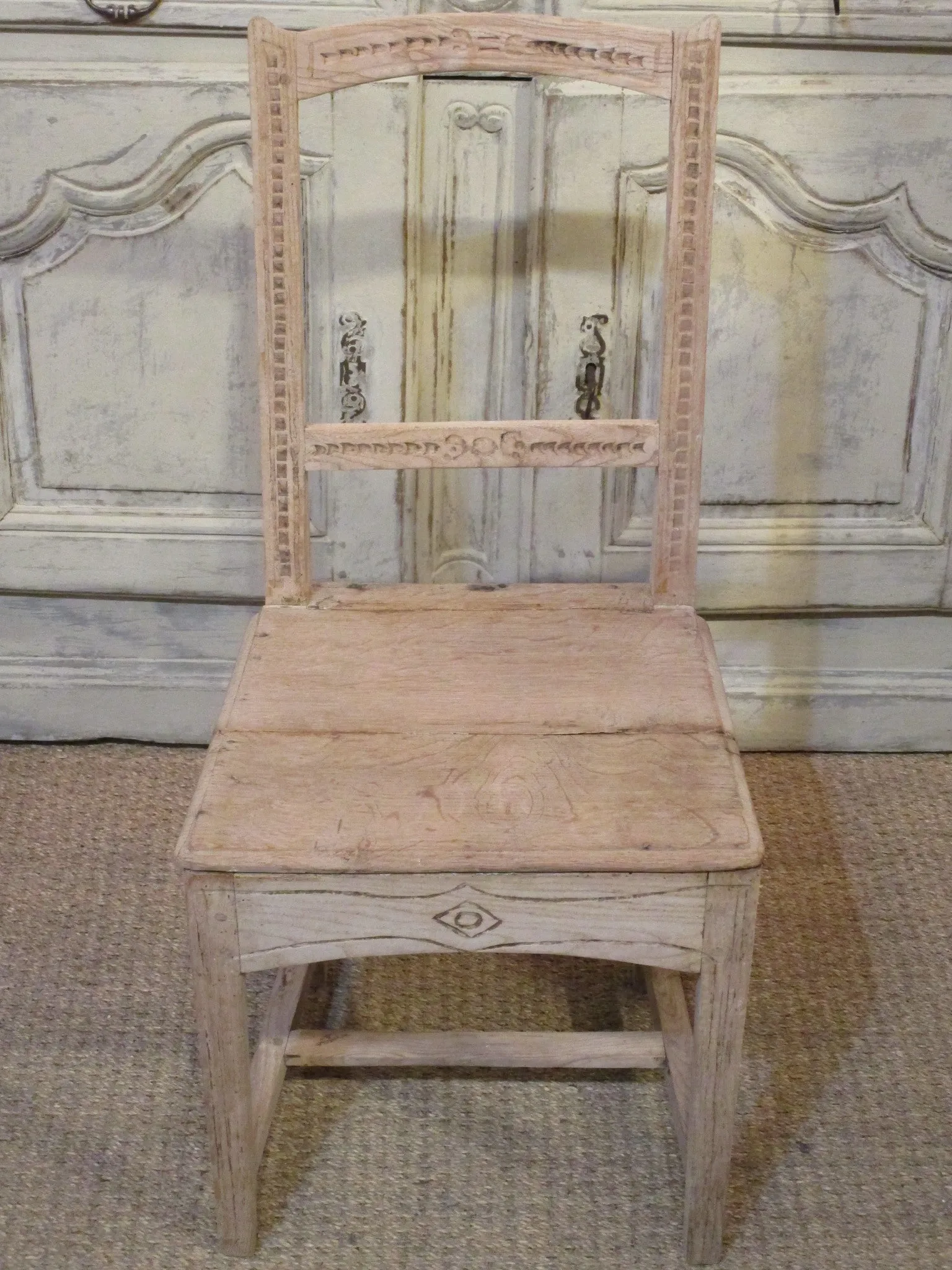 Set of six 18th century stripped oak chairs