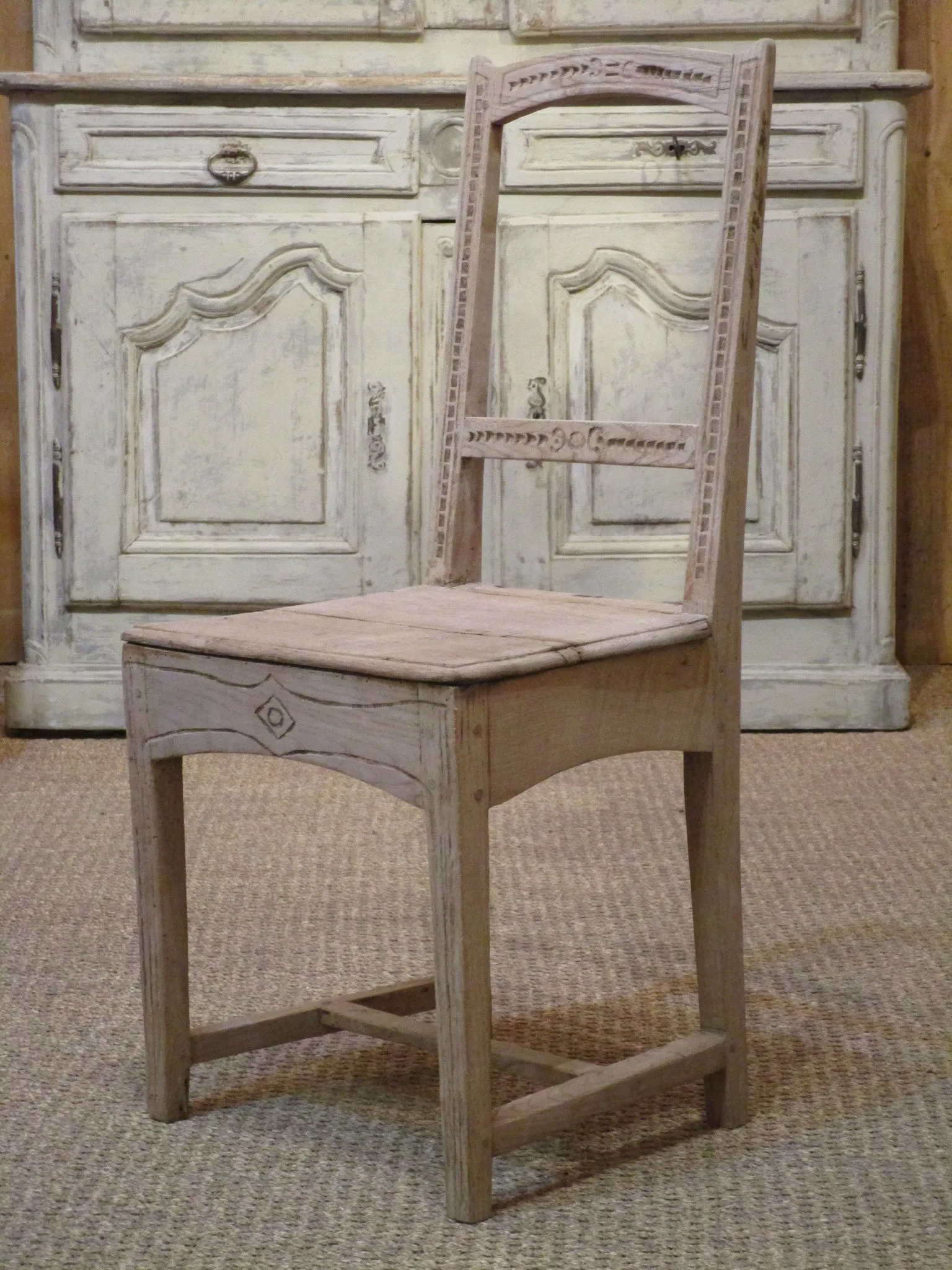 Set of six 18th century stripped oak chairs