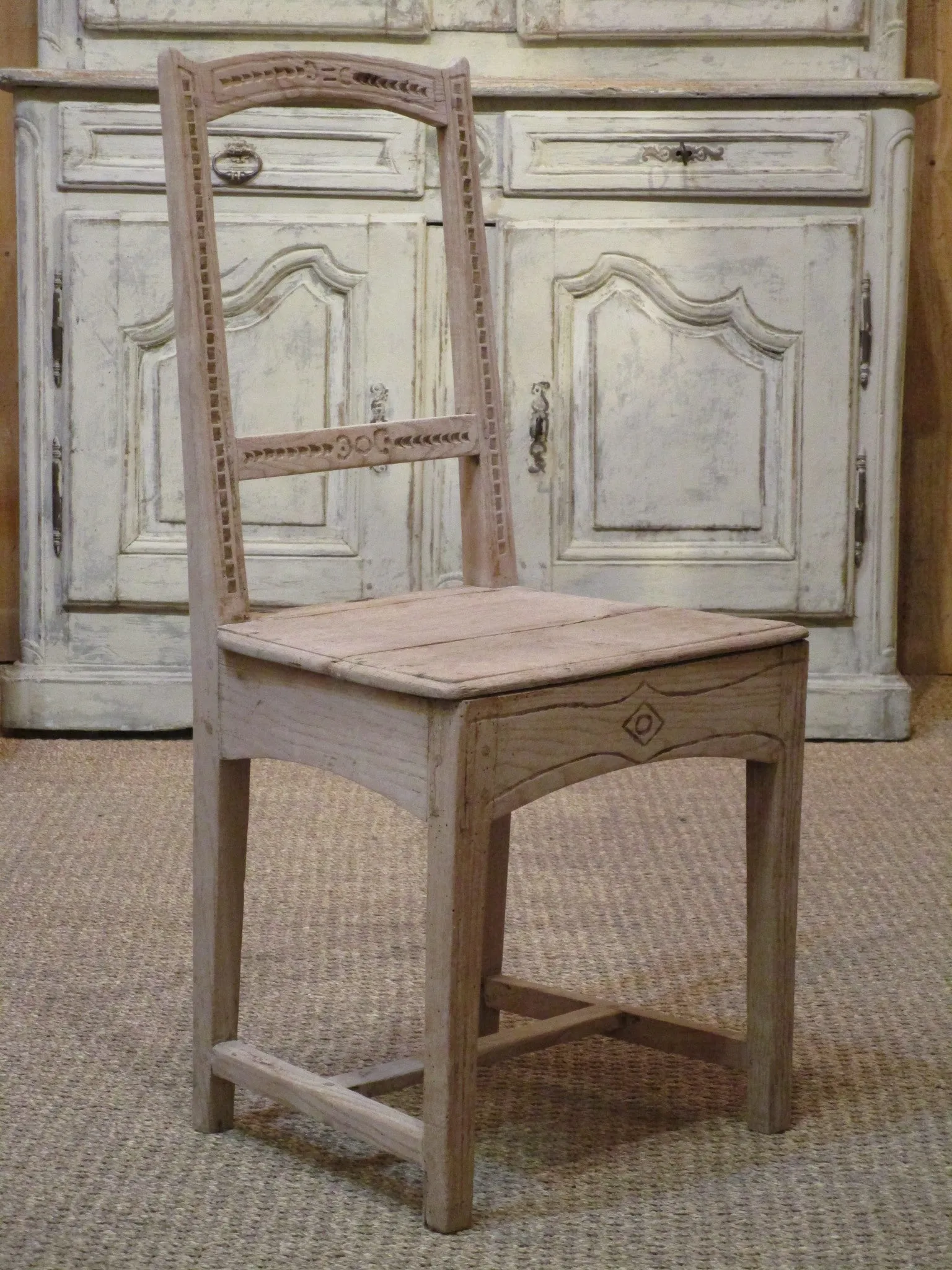 Set of six 18th century stripped oak chairs