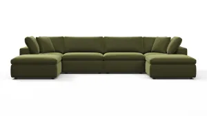 Sky - Sky Sectional Sofa, Double Chaise, Spruce Luxe Velvet