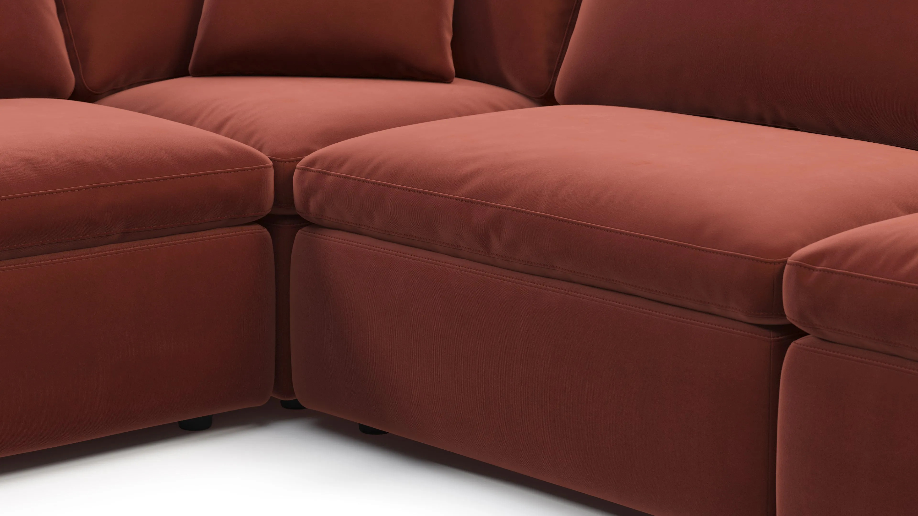 Sky - Sky Sectional Sofa, Eight Seater, Cinnamon Velvet