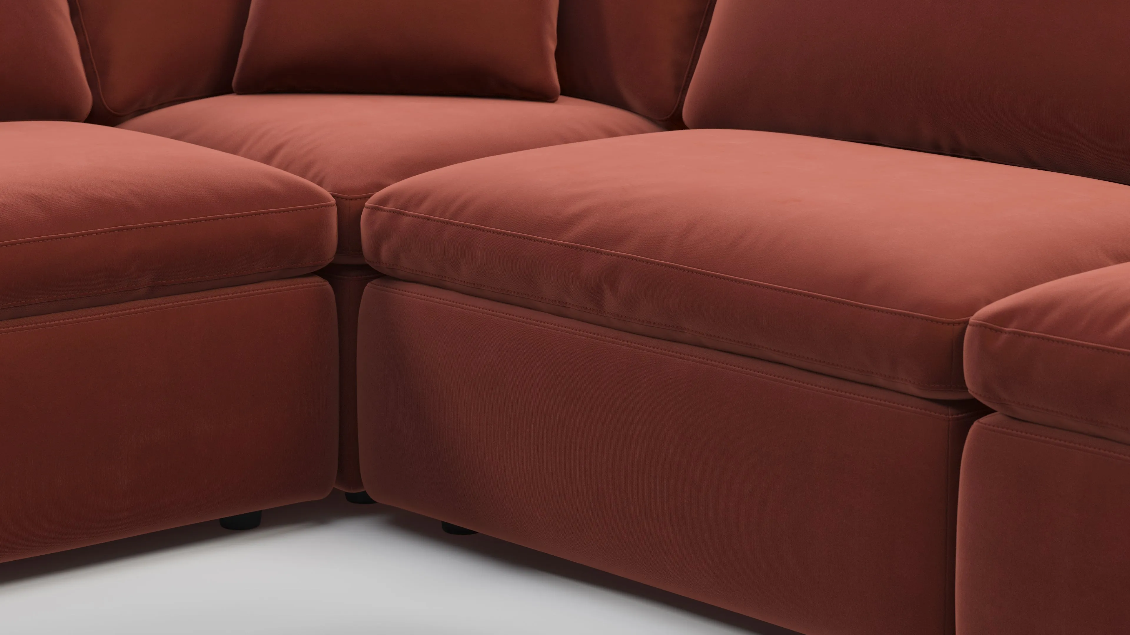 Sky - Sky Sectional Sofa, Eight Seater, Cinnamon Velvet