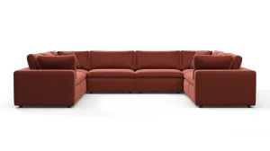 Sky - Sky Sectional Sofa, Eight Seater, Cinnamon Velvet