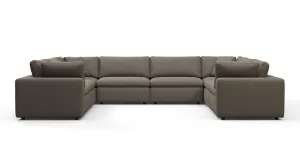 Sky - Sky Sectional Sofa, Eight Seater, Coffee Brushed Weave