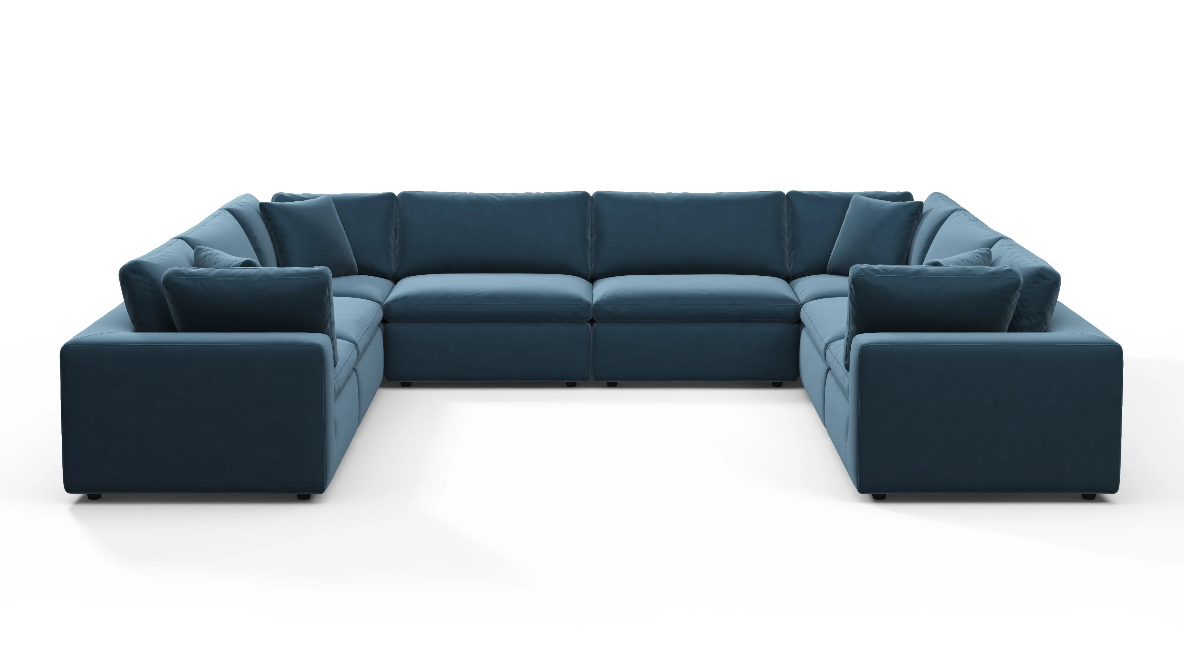 Sky - Sky Sectional Sofa, Eight Seater, Prussian Blue Luxe Velvet