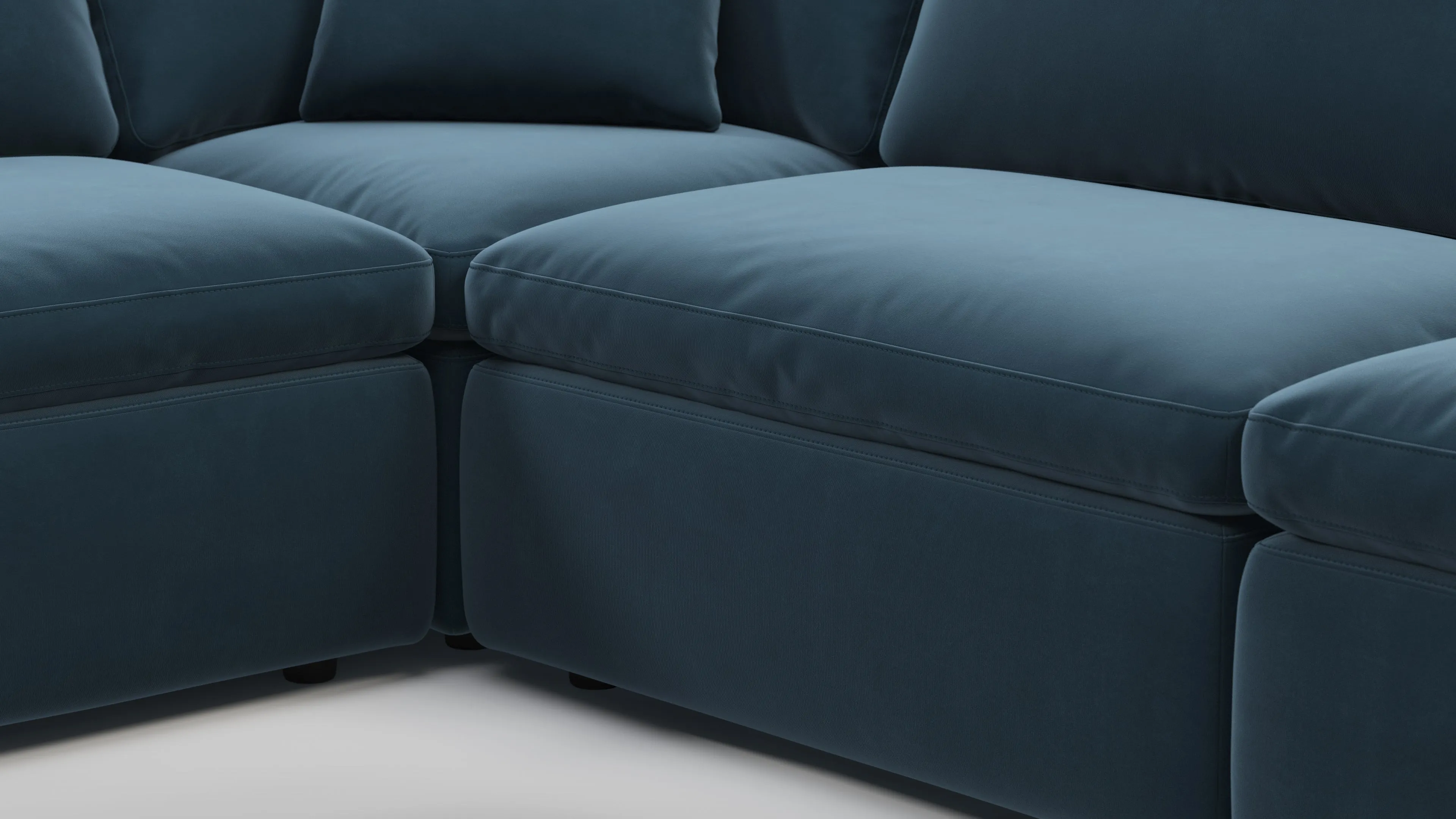 Sky - Sky Sectional Sofa, Eight Seater, Prussian Blue Luxe Velvet