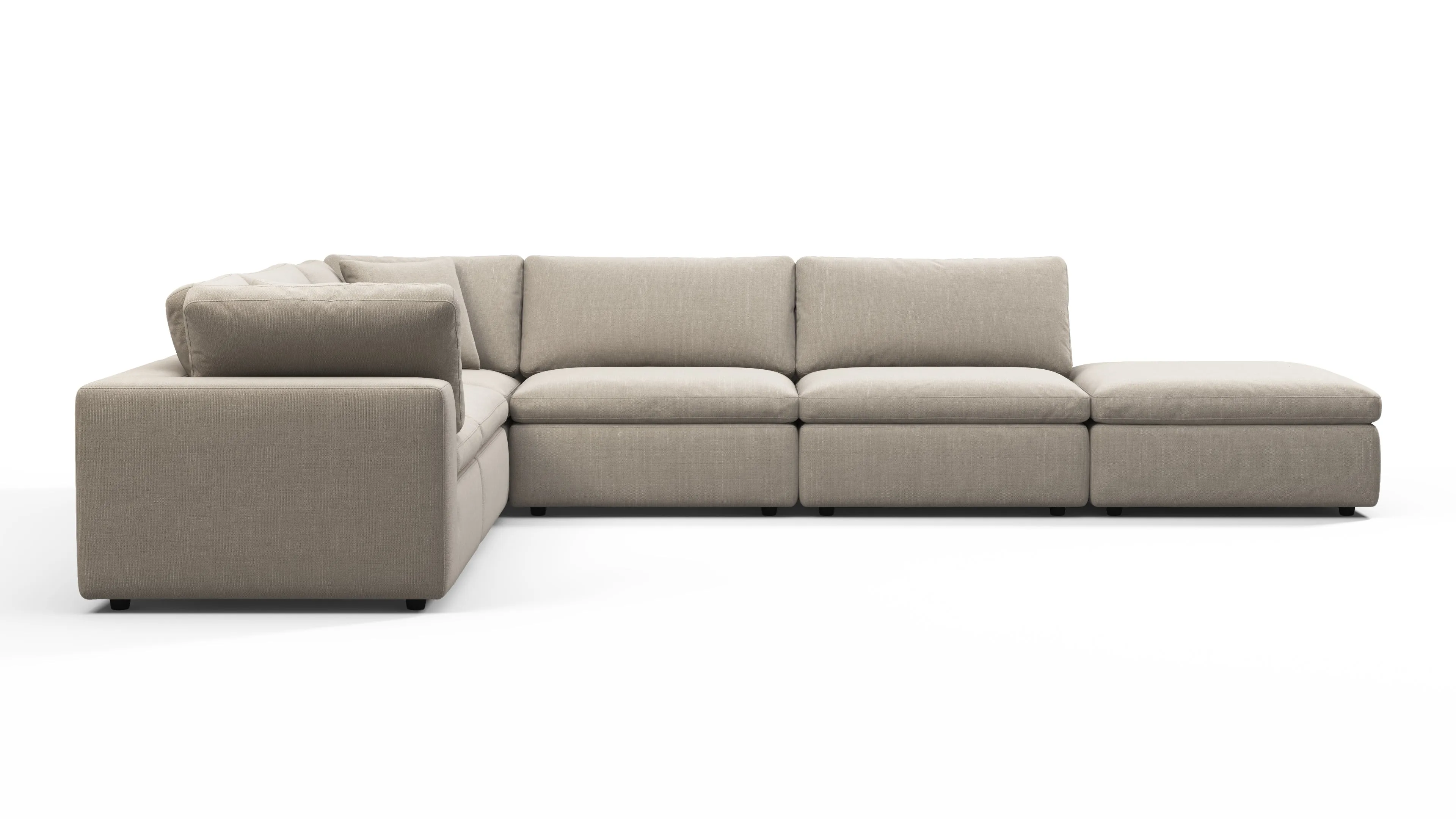 Sky - Sky Sectional Sofa, Five Seater, Left Corner, Beige Linen