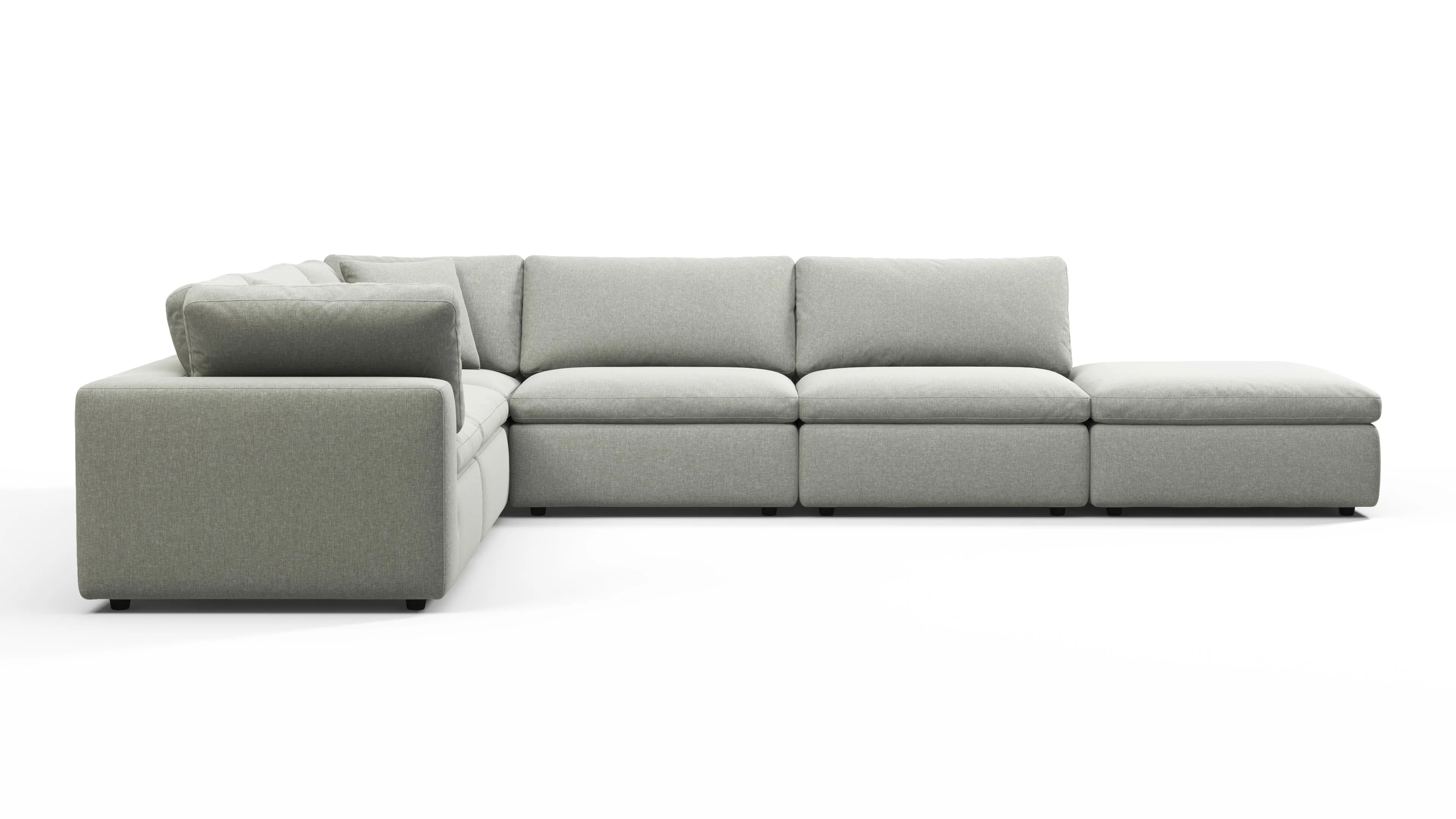 Sky - Sky Sectional Sofa, Five Seater, Left Corner, Soft Gray Brushed Weave