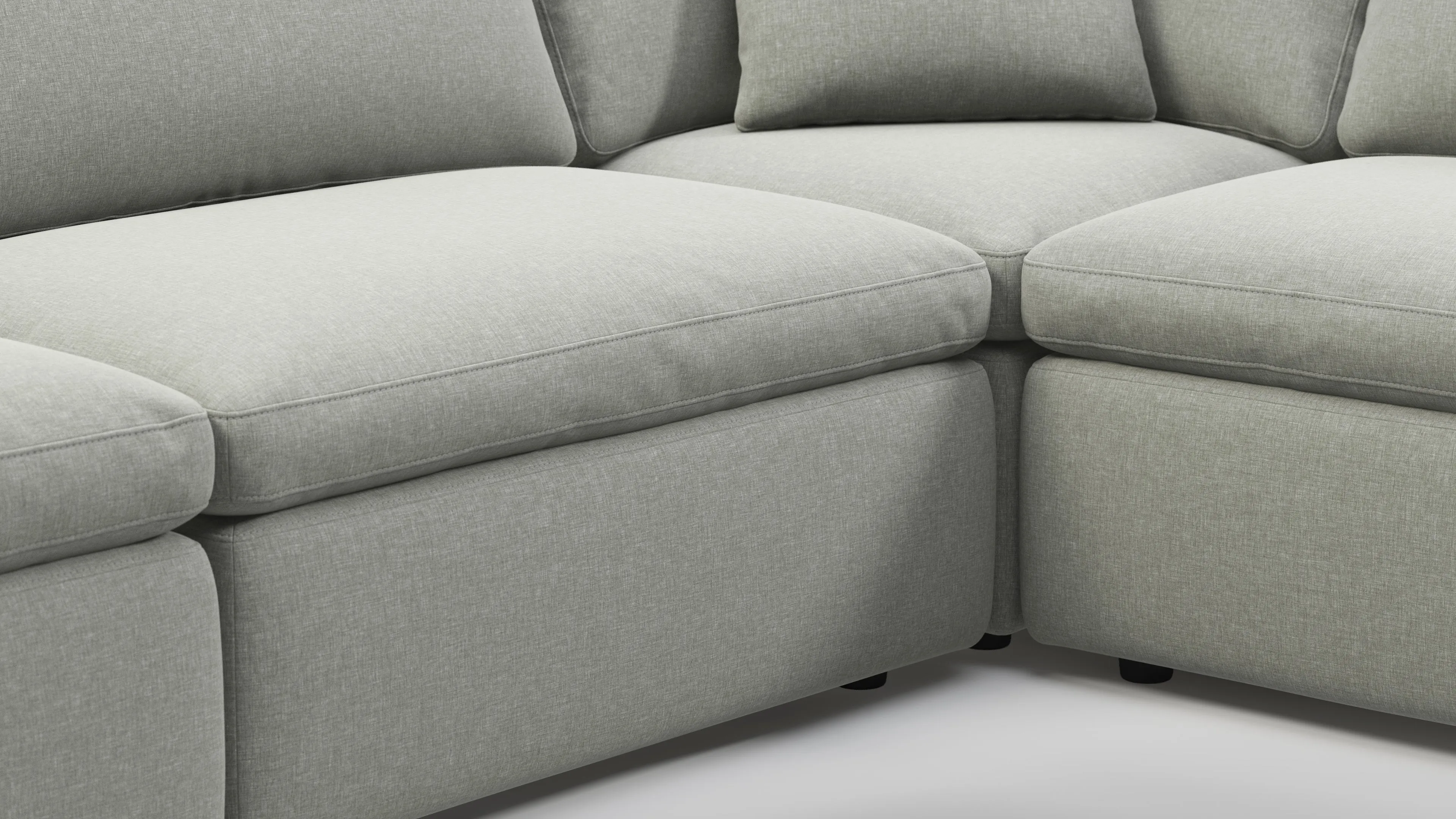 Sky - Sky Sectional Sofa, Five Seater, Left Corner, Soft Gray Brushed Weave