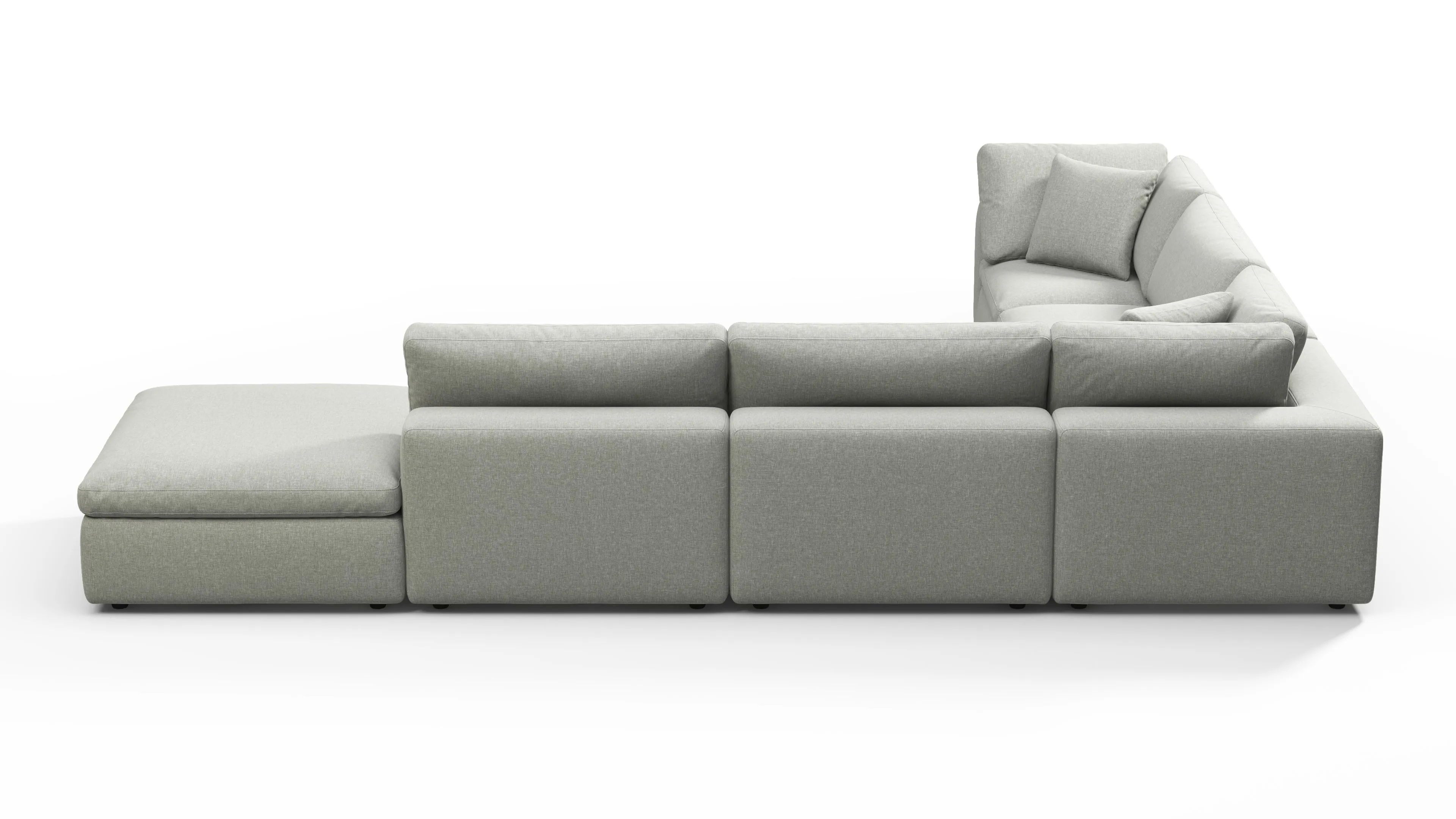 Sky - Sky Sectional Sofa, Five Seater, Left Corner, Soft Gray Brushed Weave