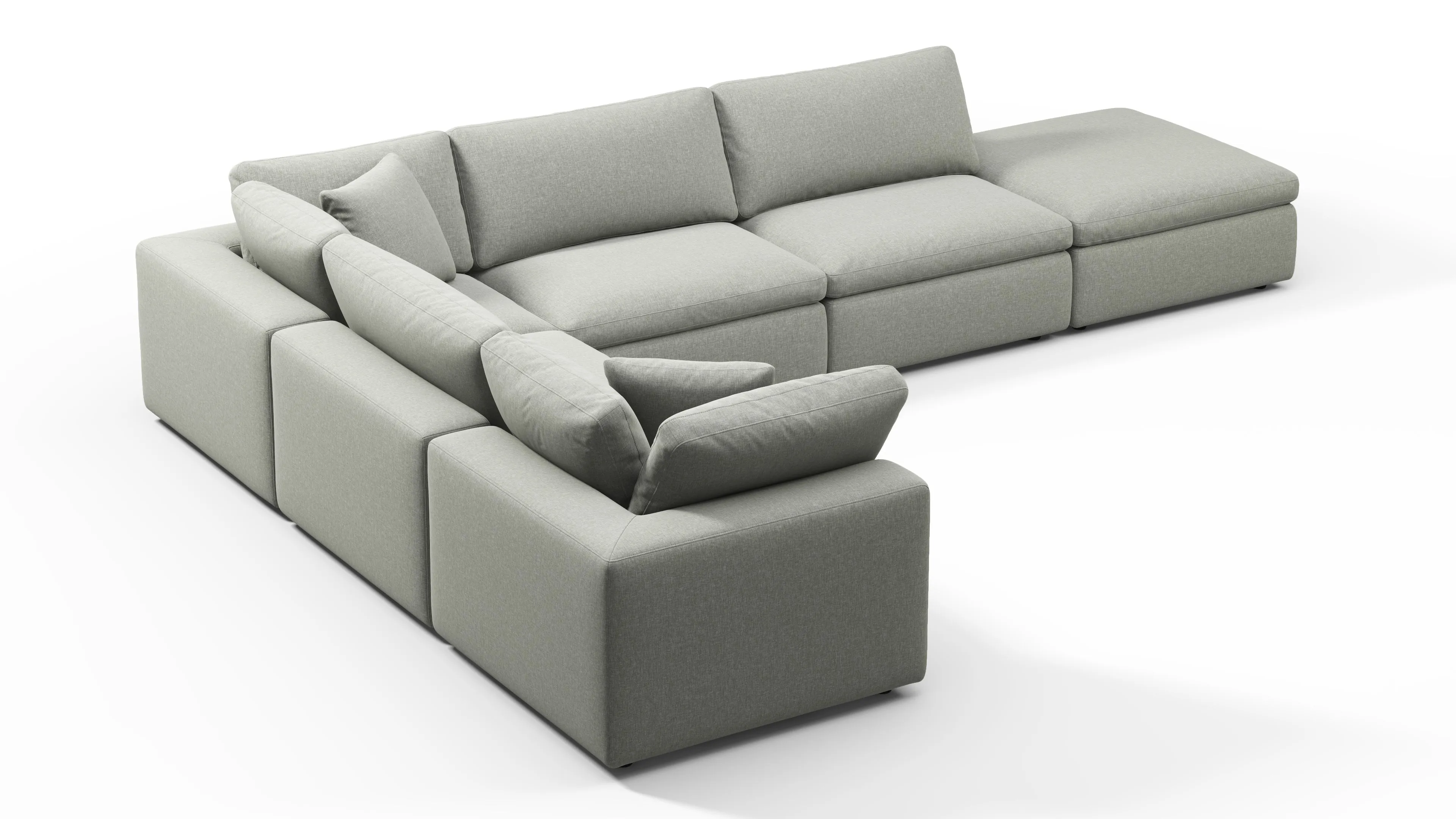 Sky - Sky Sectional Sofa, Five Seater, Left Corner, Soft Gray Brushed Weave