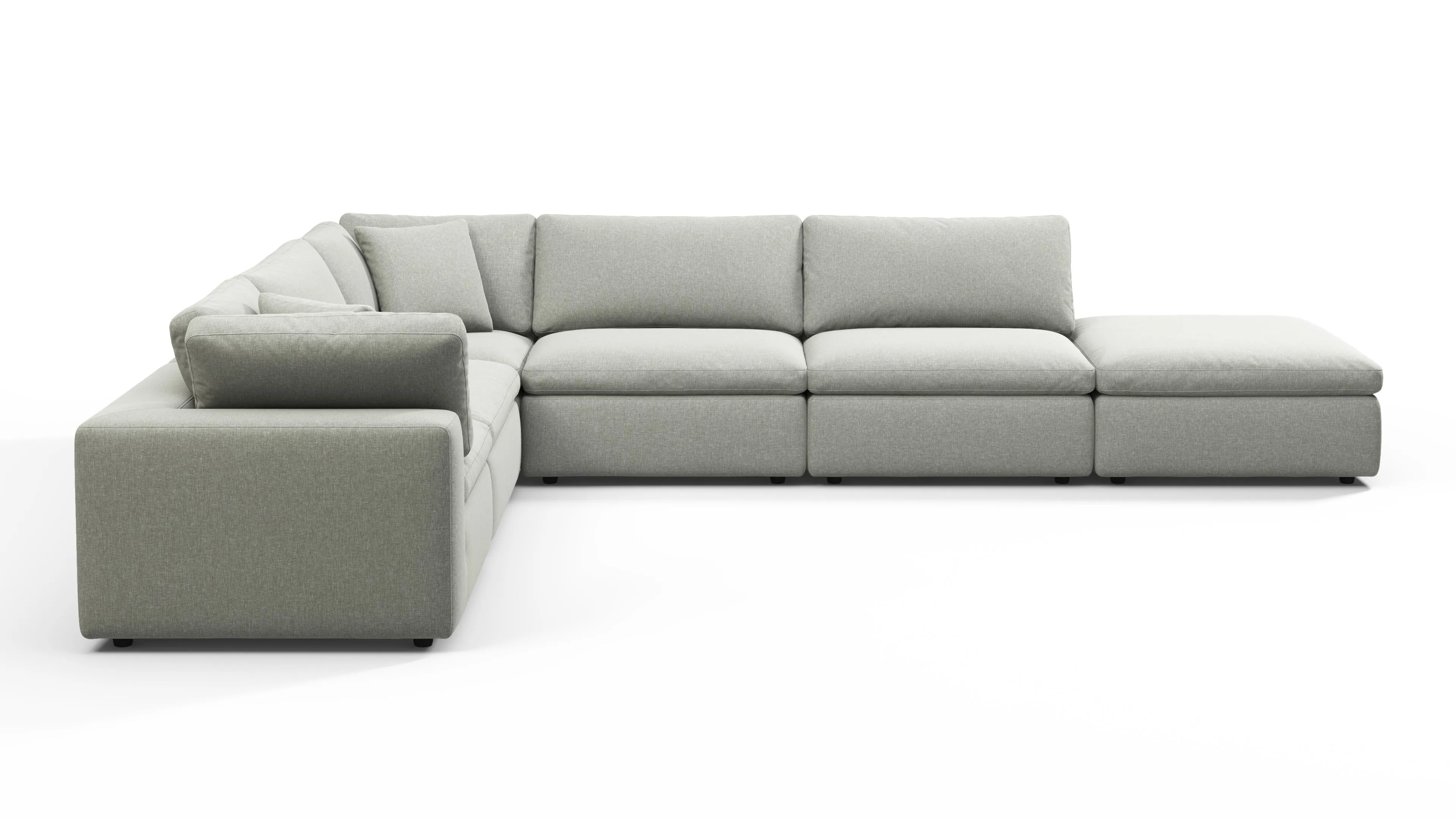 Sky - Sky Sectional Sofa, Five Seater, Left Corner, Soft Gray Brushed Weave