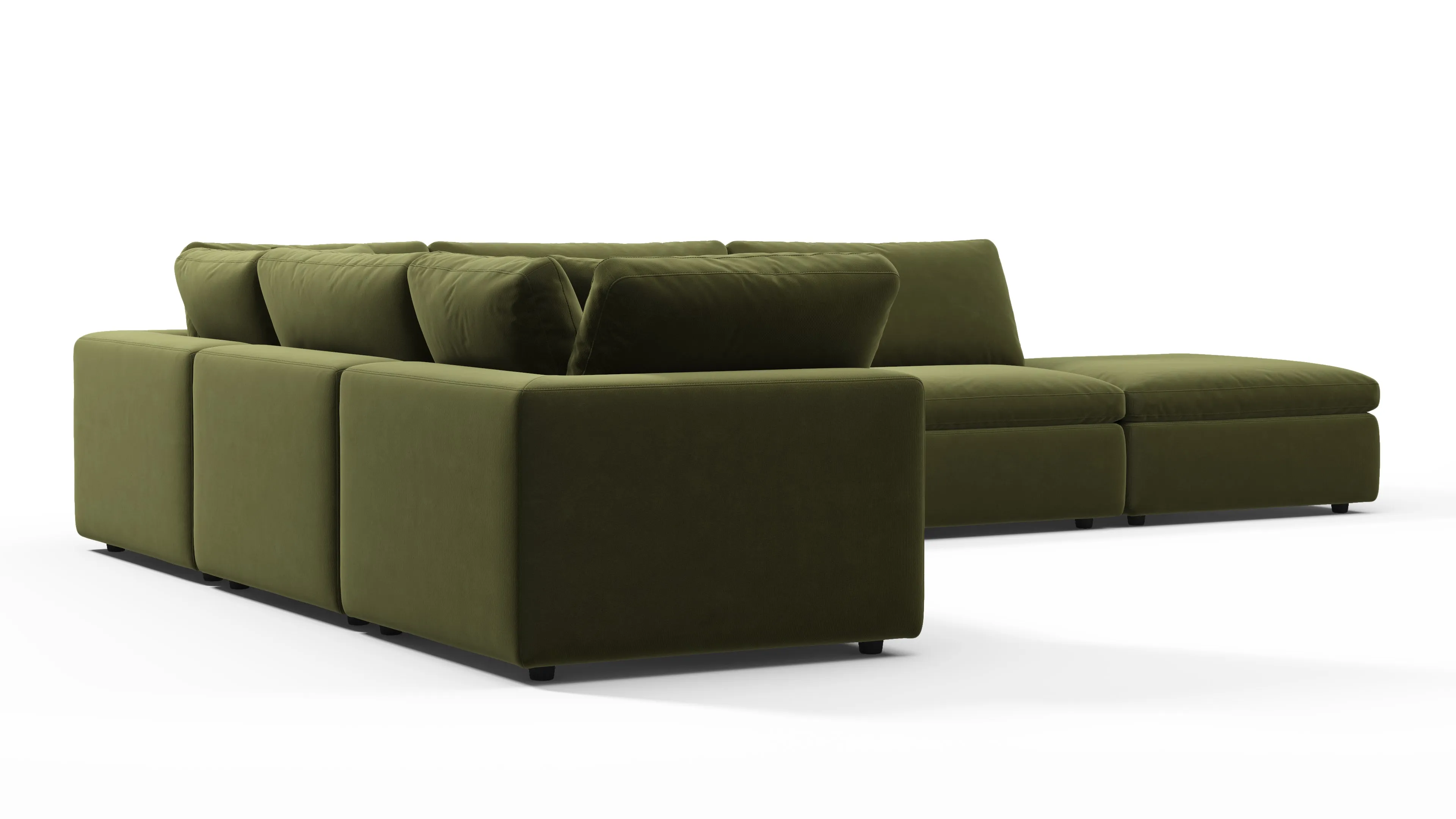 Sky - Sky Sectional Sofa, Five Seater, Left Corner, Spruce Luxe Velvet