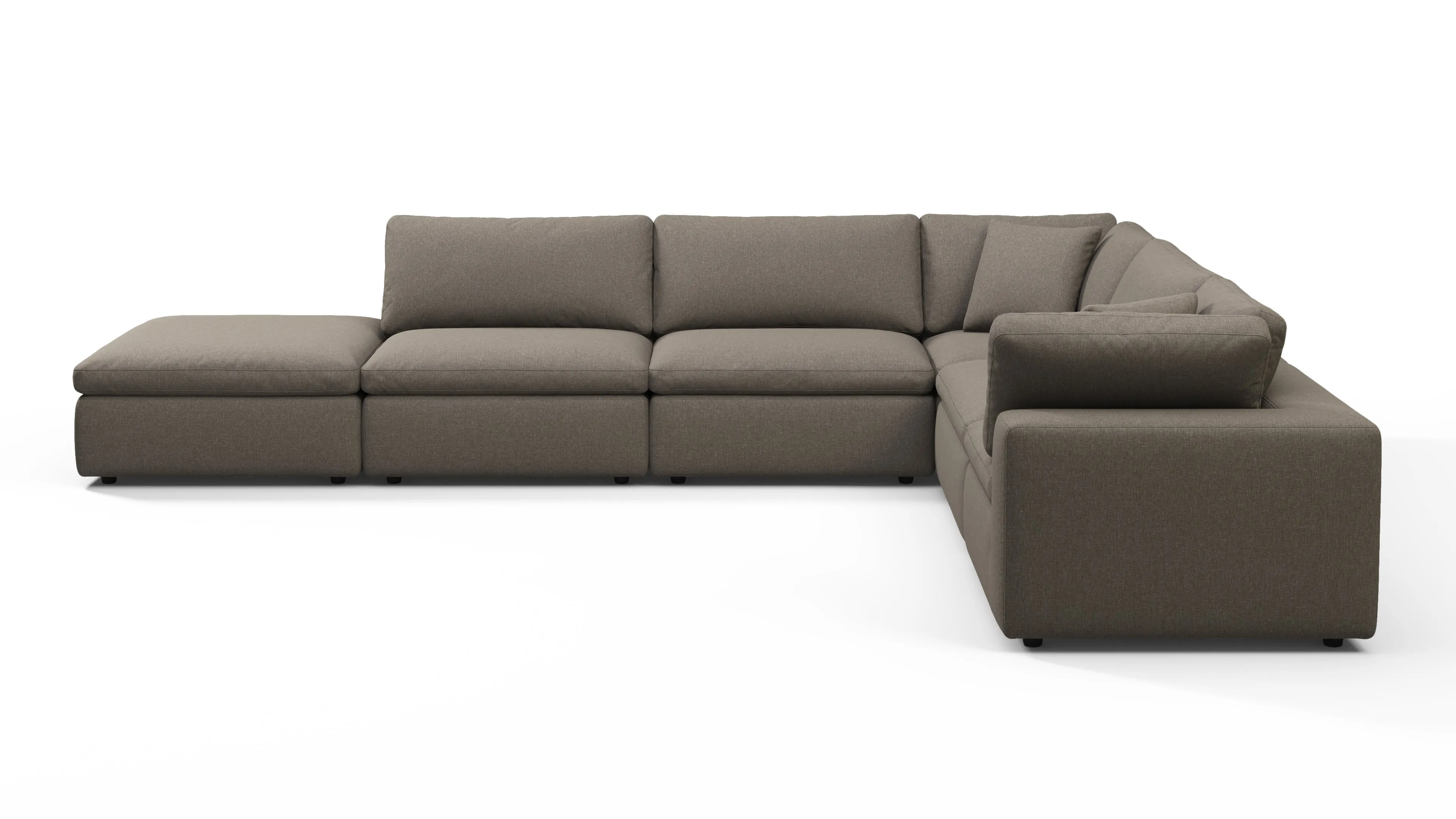 Sky - Sky Sectional Sofa, Five Seater, Right Corner, Coffee Brushed Weave