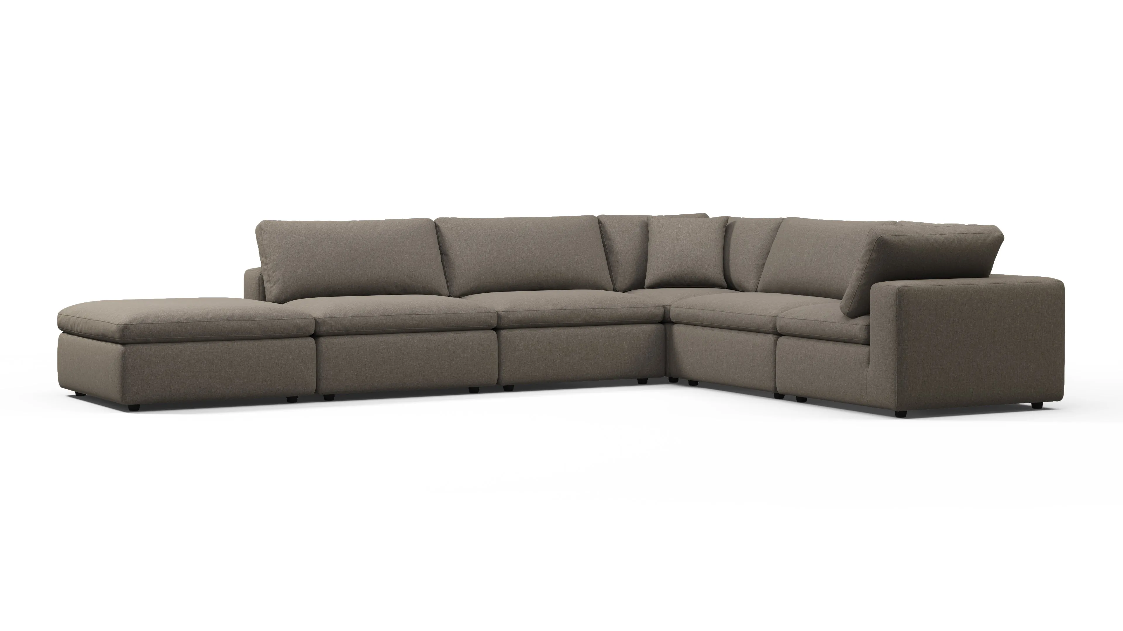 Sky - Sky Sectional Sofa, Five Seater, Right Corner, Coffee Brushed Weave