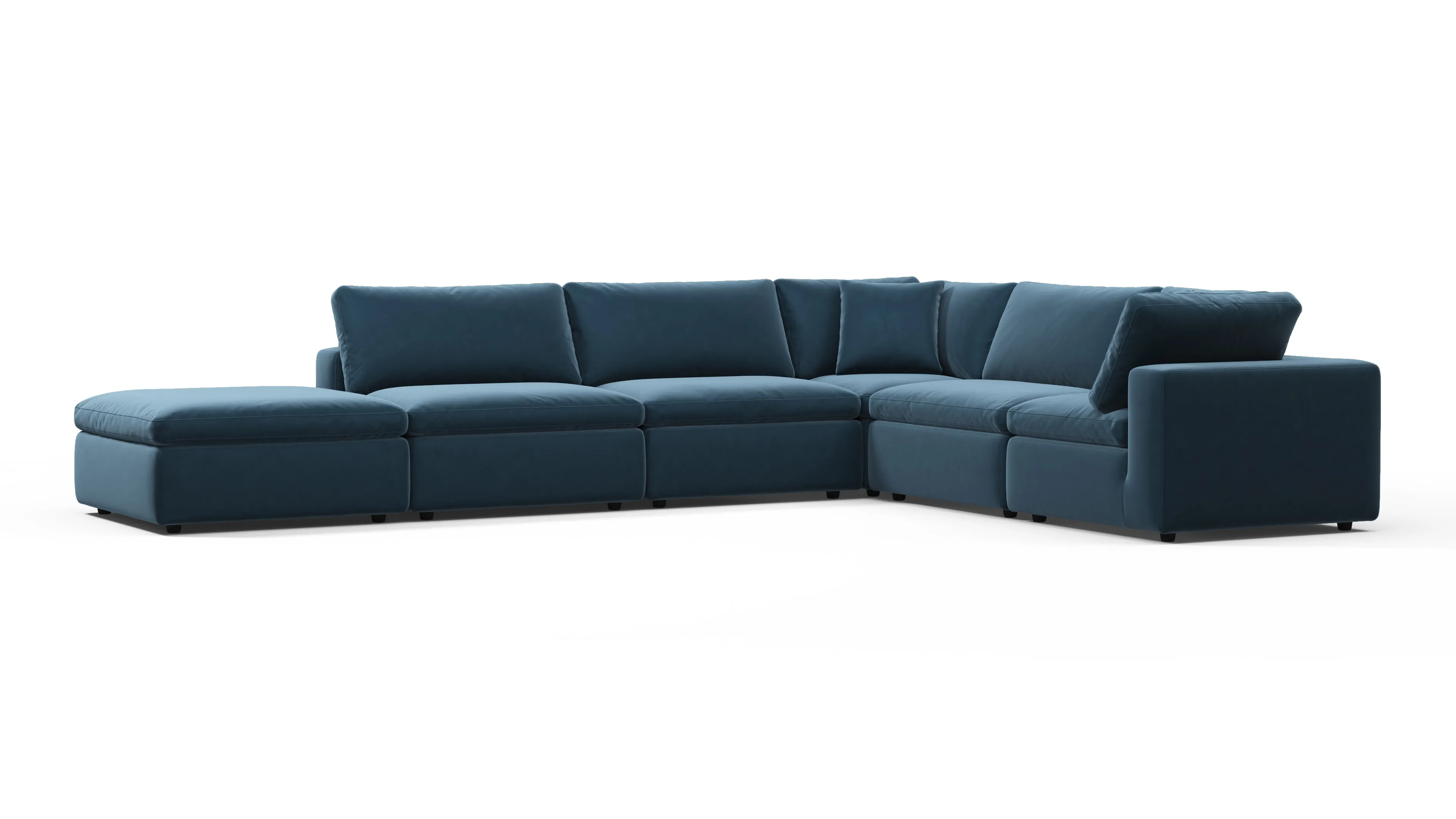 Sky - Sky Sectional Sofa, Five Seater, Right Corner, Prussian Blue Luxe Velvet