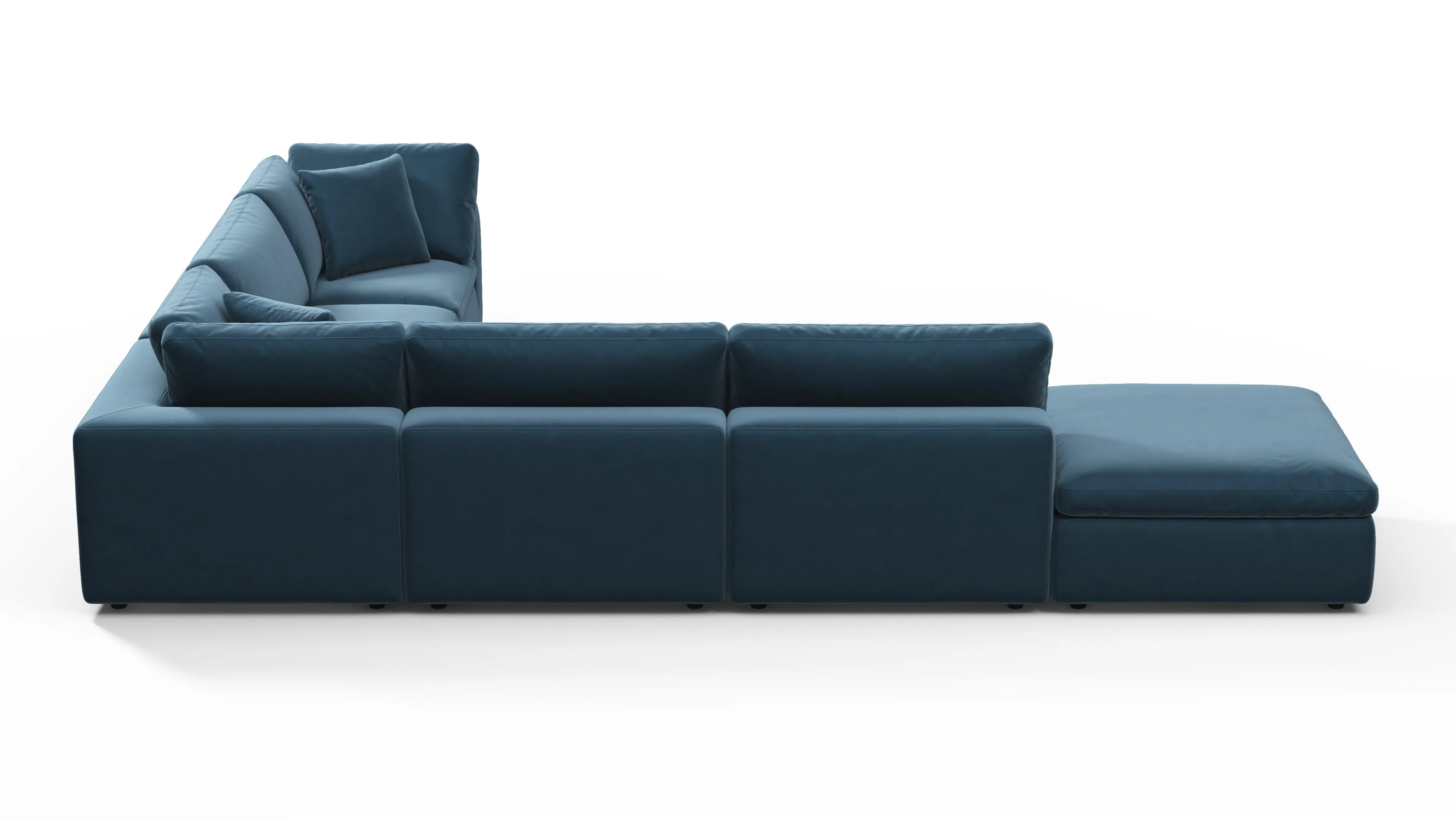 Sky - Sky Sectional Sofa, Five Seater, Right Corner, Prussian Blue Luxe Velvet