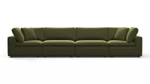 Sky - Sky Sectional Sofa, Four Seater, Spruce Luxe Velvet