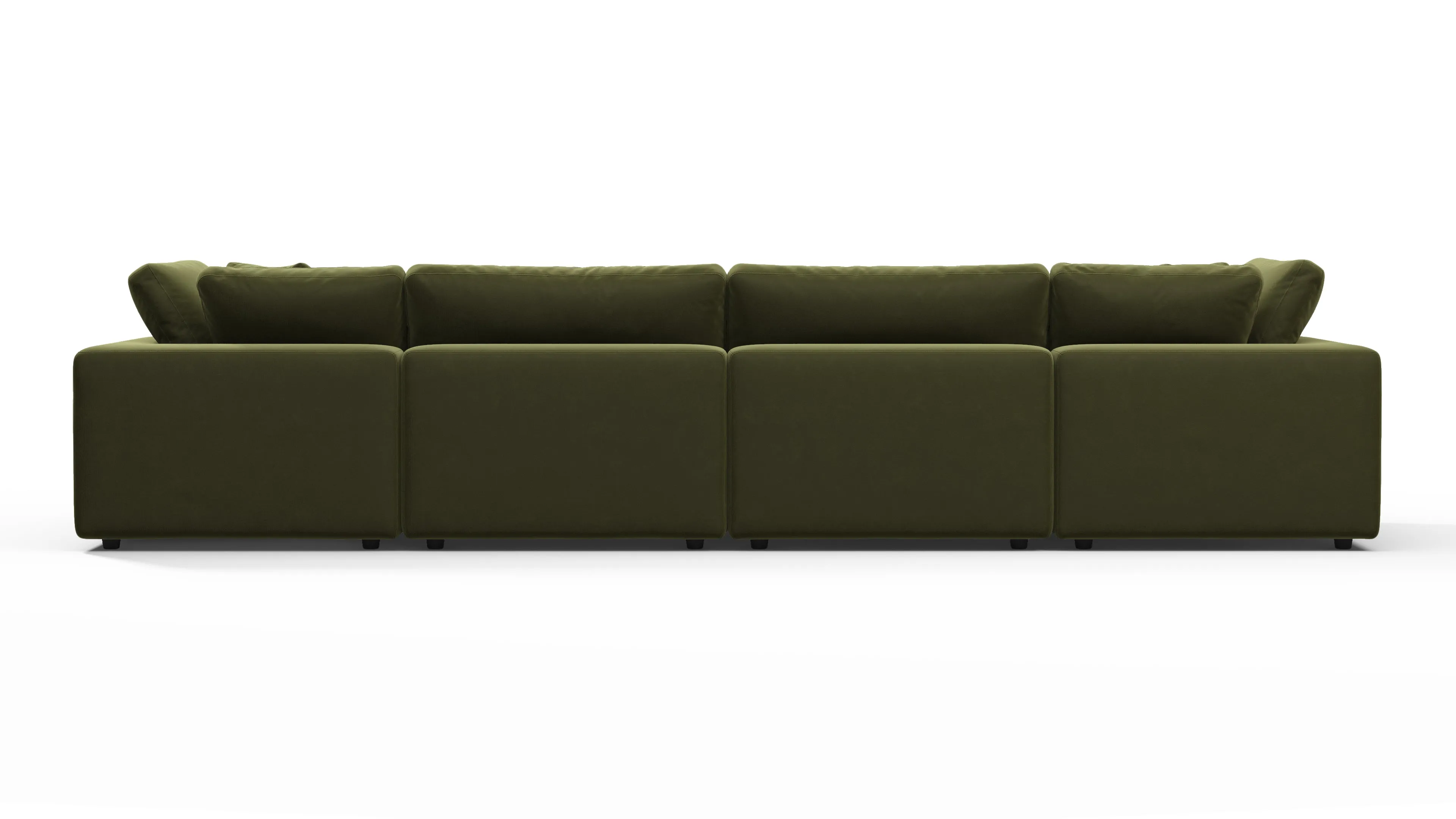 Sky - Sky Sectional Sofa, Four Seater, Spruce Luxe Velvet