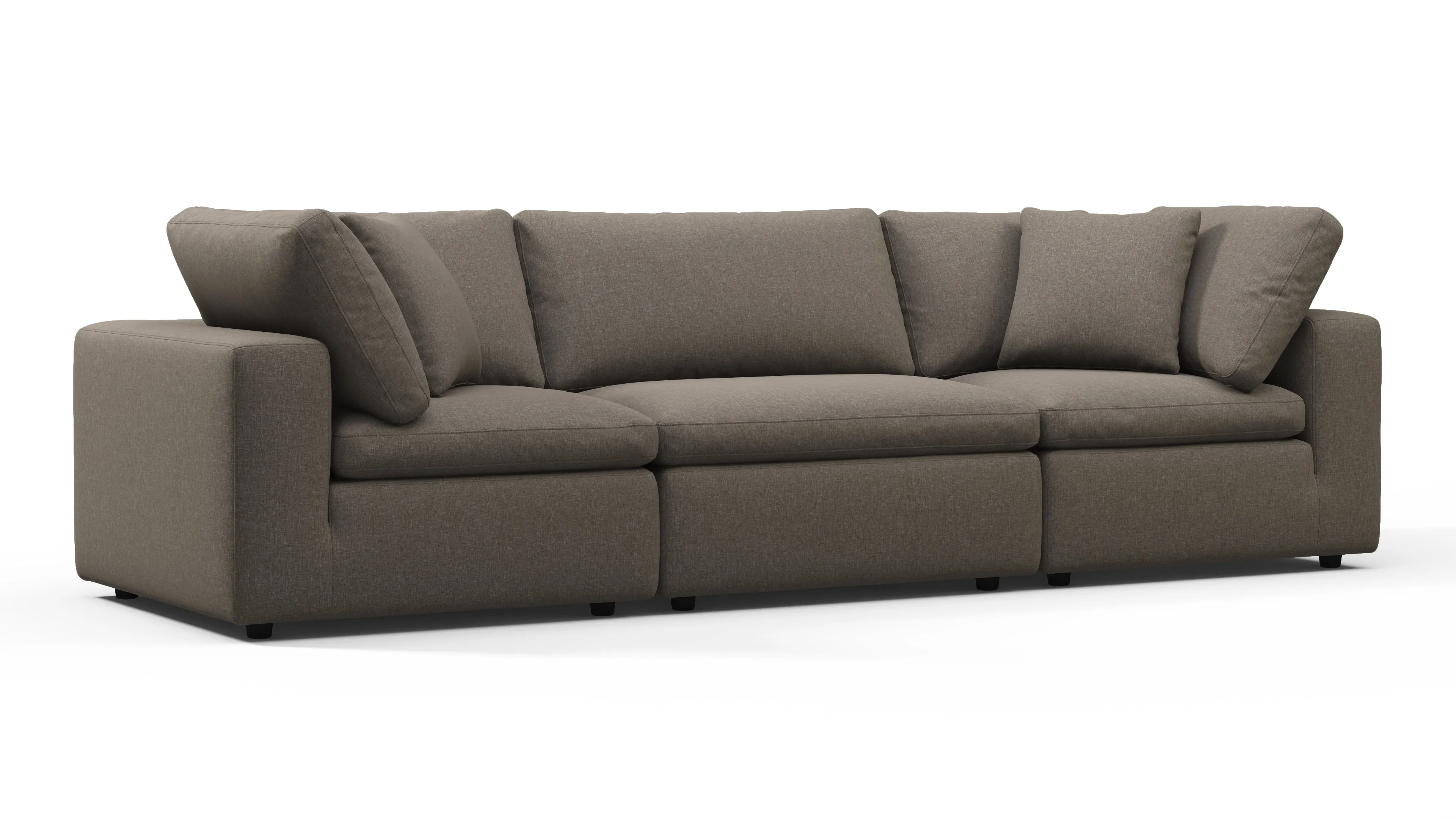 Sky - Sky Sectional Sofa, Three Seater, Coffee Brushed Weave