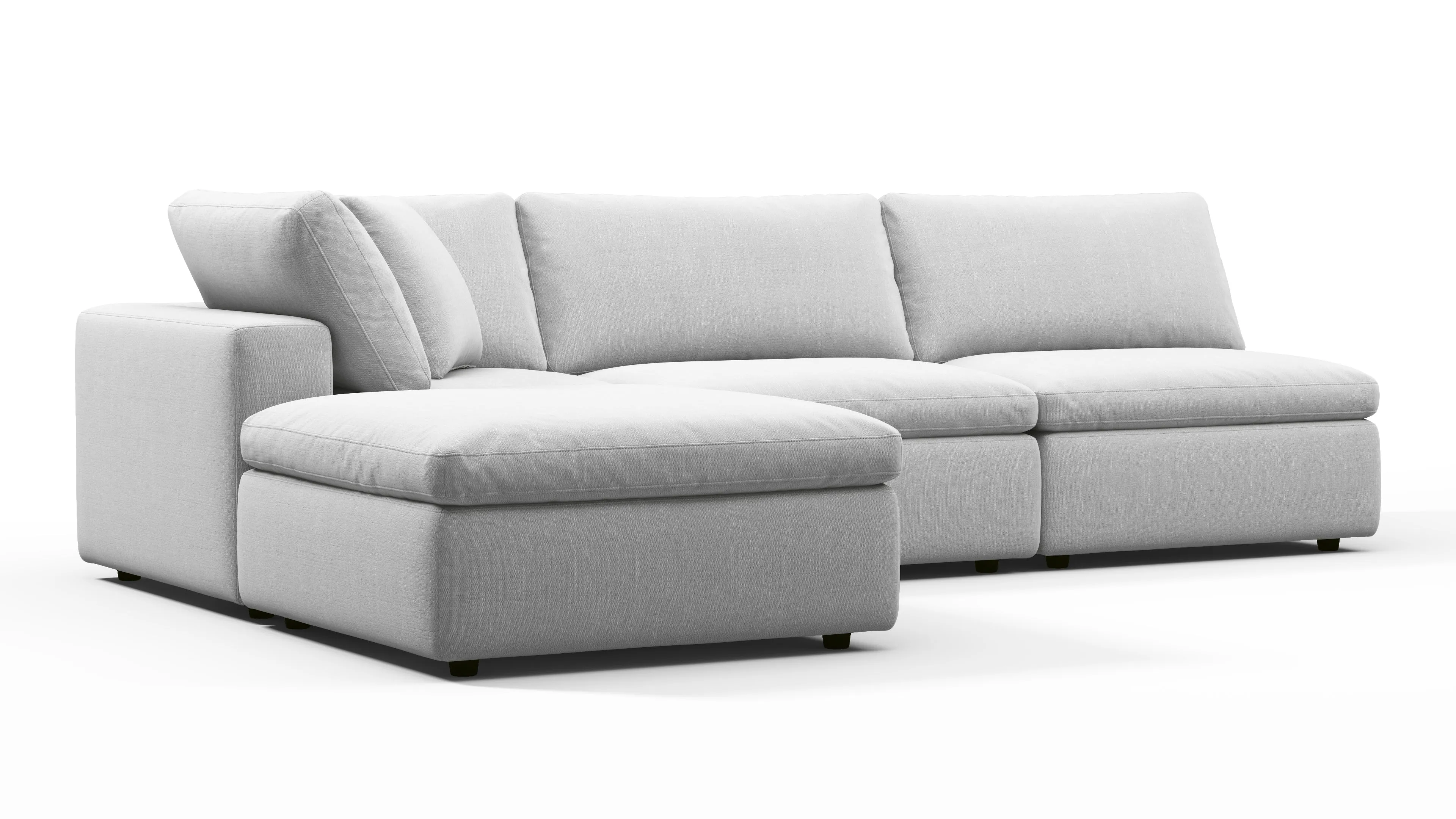 Sky - Sky Sectional Sofa, Three Seater, Left Chaise, Dove Linen