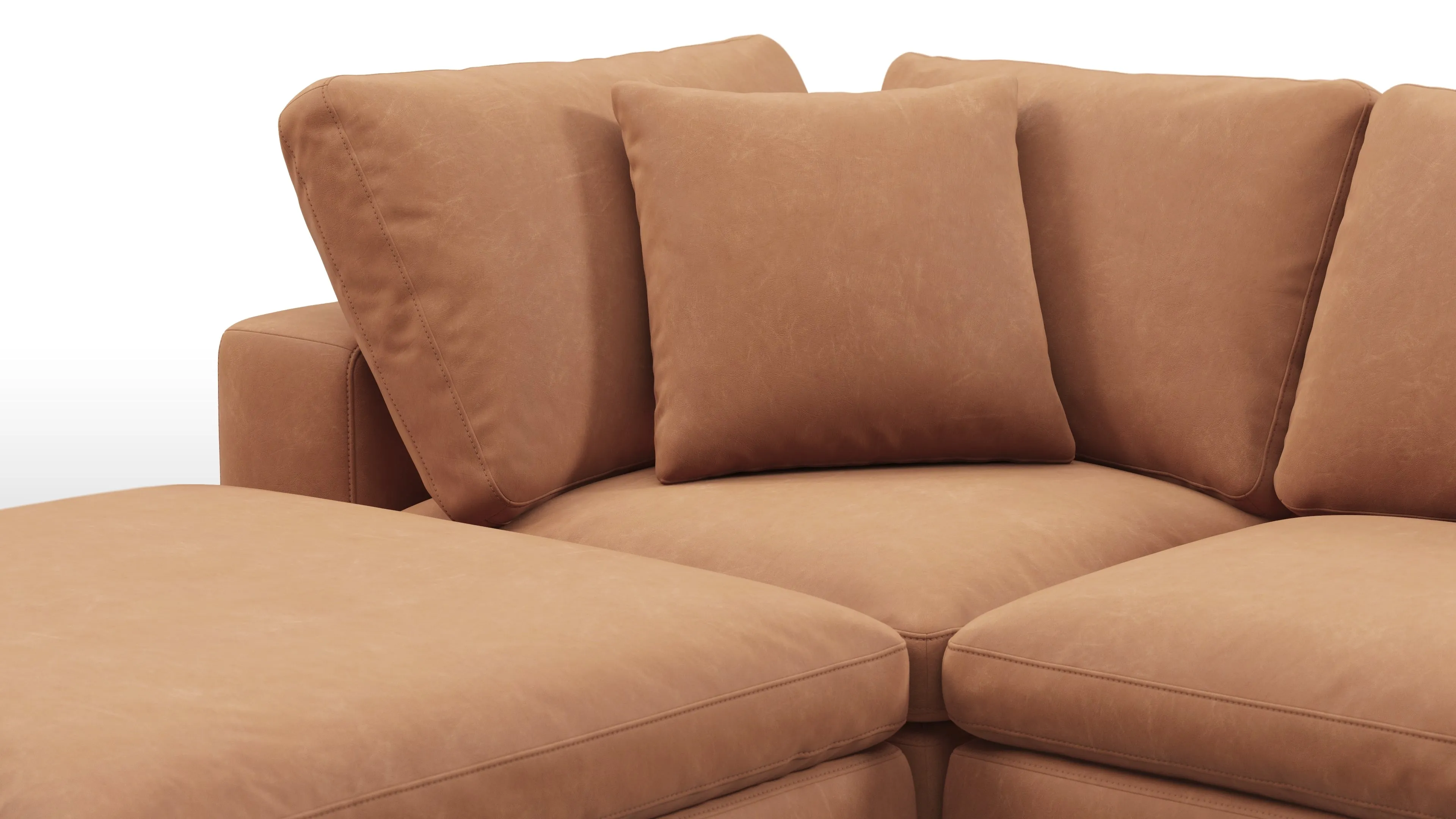 Sky - Sky Sectional Sofa, Three Seater, Left Chaise, Tan Vegan Leather