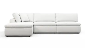 Sky - Sky Sectional Sofa, Three Seater, Left Chaise, White Linen