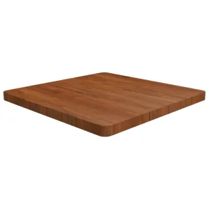 Enhanced Dark Brown Solid Oak Square Table Top - 70x70x4cm, Treated for Durability