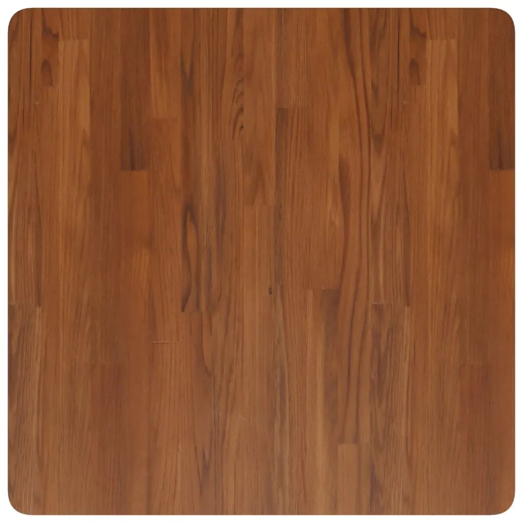 Enhanced Dark Brown Solid Oak Square Table Top - 70x70x4cm, Treated for Durability