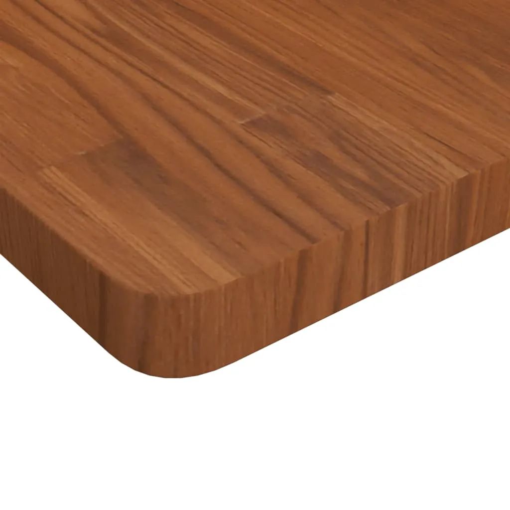 Enhanced Dark Brown Solid Oak Square Table Top - 70x70x4cm, Treated for Durability