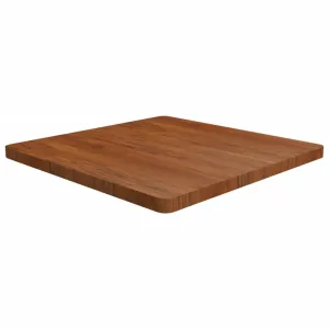 Square Table Top Dark Brown 80x80x4cm Treated Solid Wood Oak