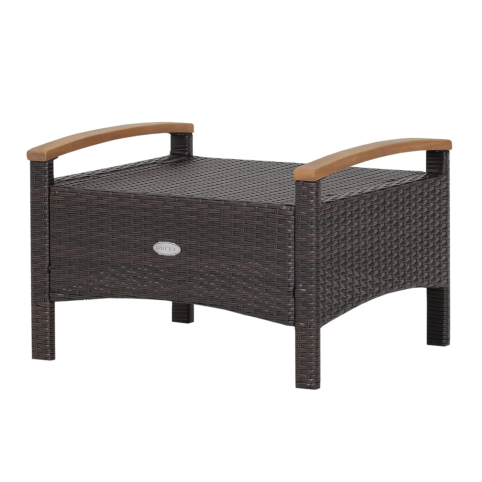 Tangkula 2 Piece Patio Rattan Ottomans, Outdoor Wicker Footstool