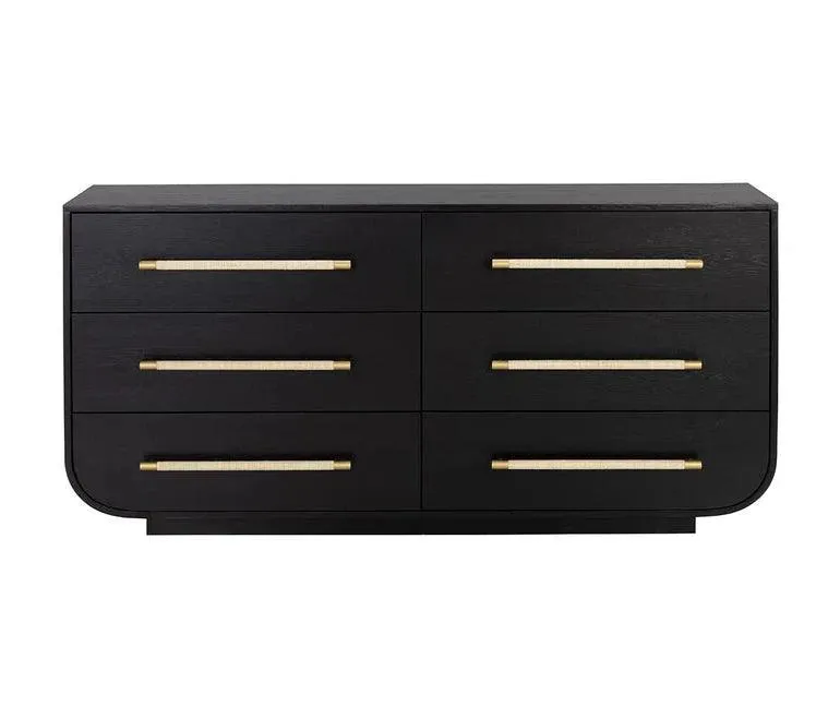 Tarrant Dresser Modern Black Oak With Raffia Handles