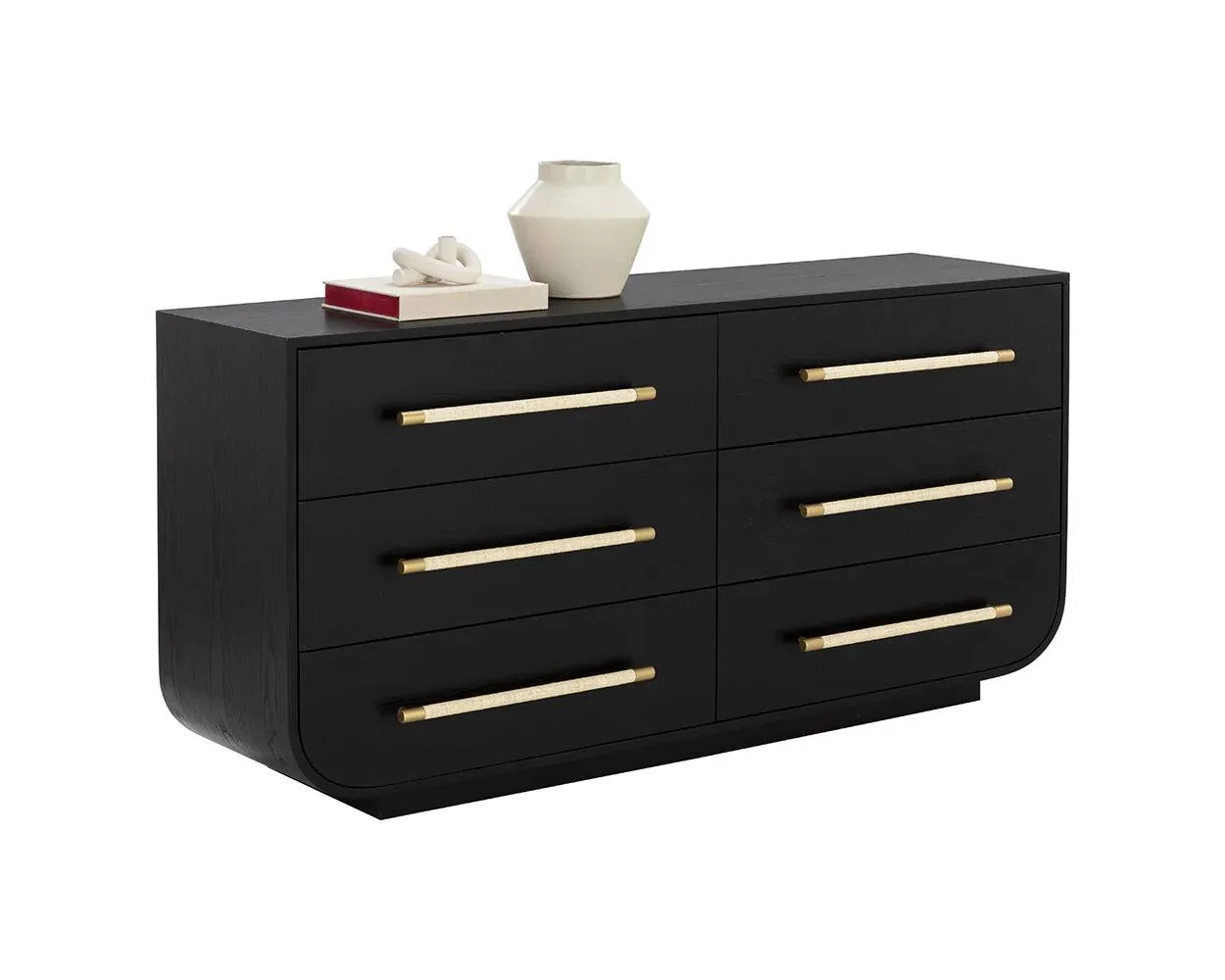 Tarrant Dresser Modern Black Oak With Raffia Handles