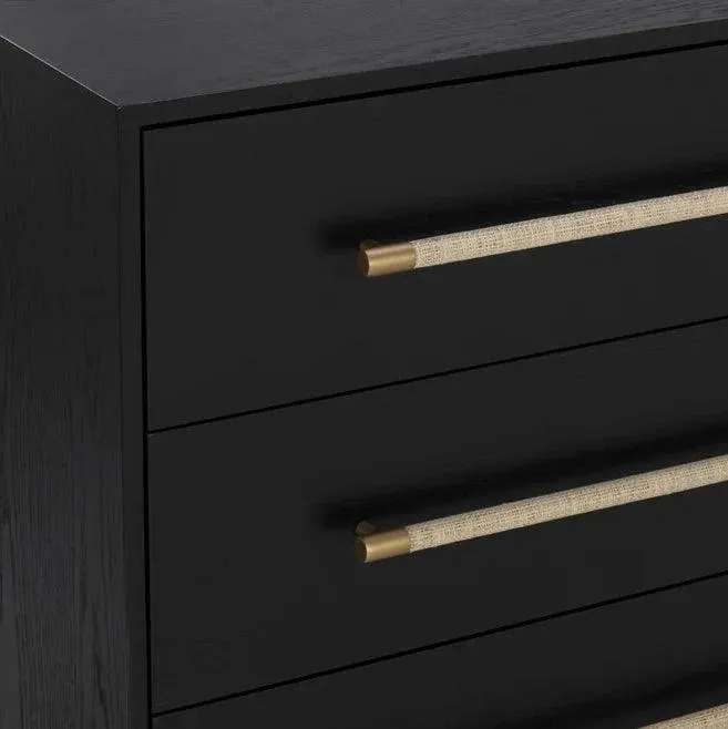 Tarrant Dresser Modern Black Oak With Raffia Handles