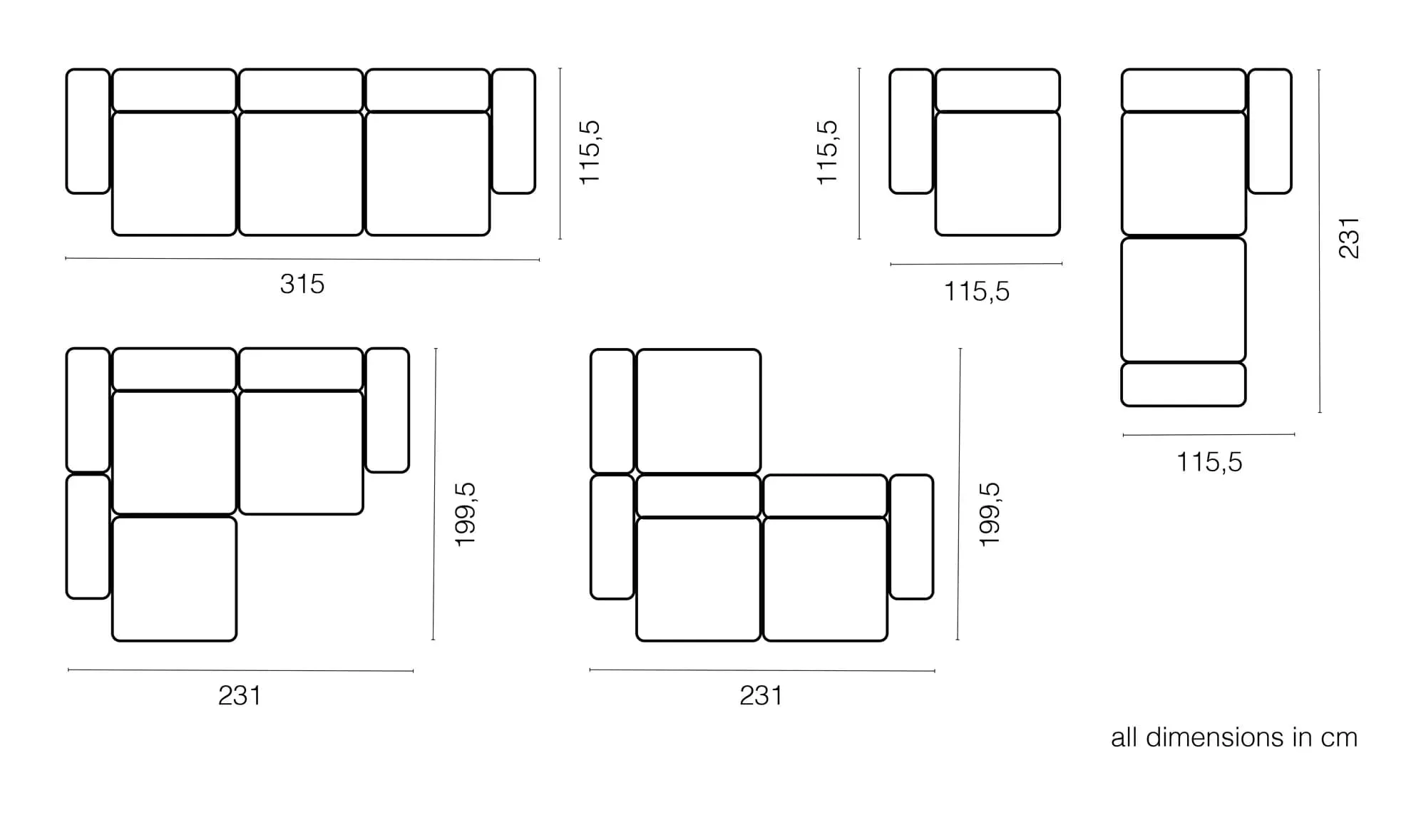 Vetsak Outdoor Sofa Three Seat S | 315x115.5x60cm