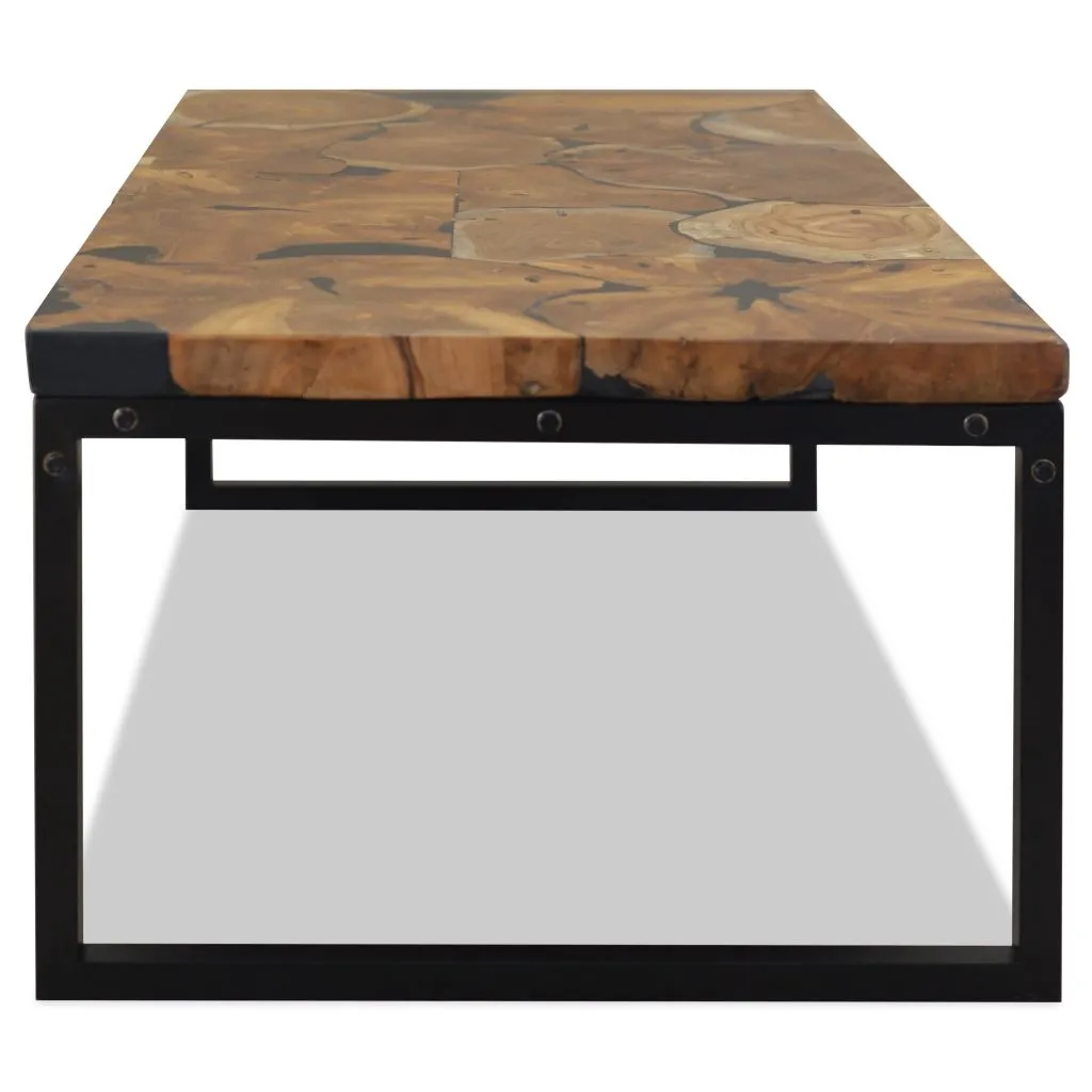 vidaXL Coffee Table Teak Resin 110x60x40 cm Black and Brown