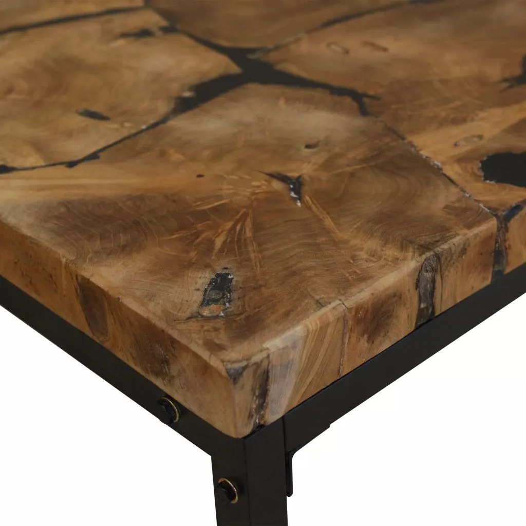 vidaXL Coffee Table Teak Resin 110x60x40 cm Black and Brown