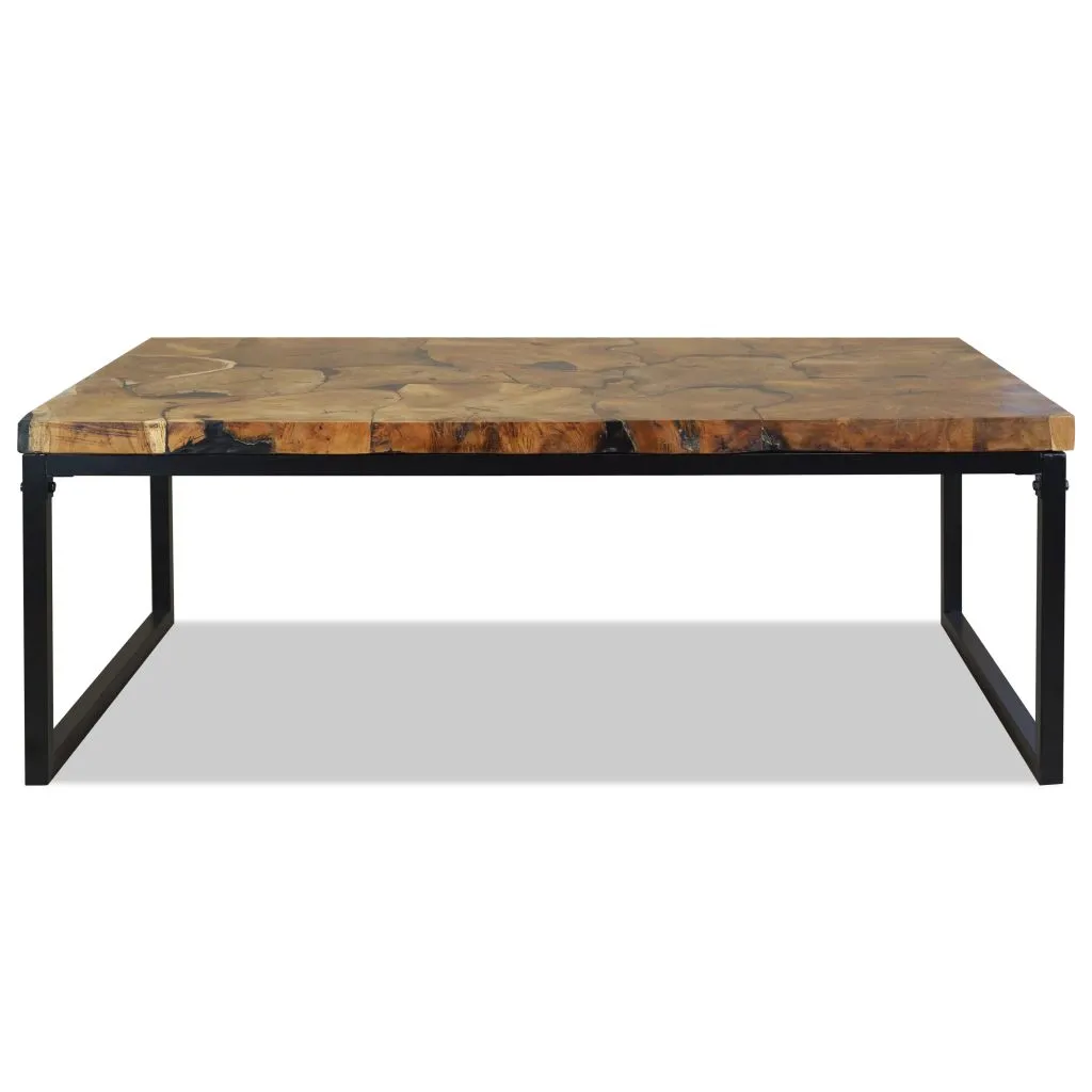 vidaXL Coffee Table Teak Resin 110x60x40 cm Black and Brown