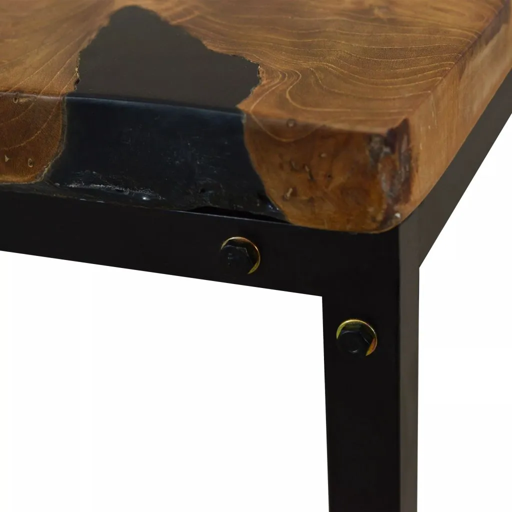 vidaXL Coffee Table Teak Resin 110x60x40 cm Black and Brown