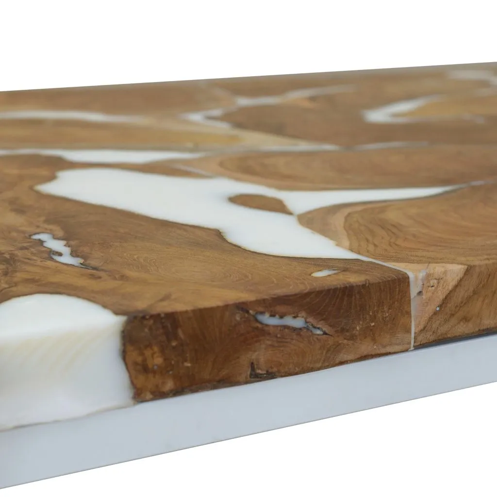 vidaXL Coffee Table Teak Resin 110x60x40 cm White and Brown