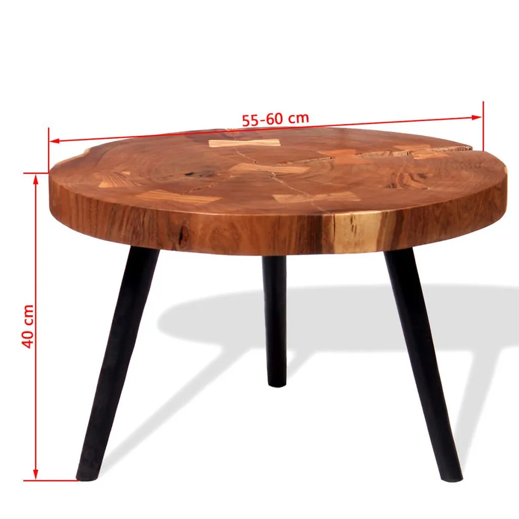 vidaXL Log Coffee Table Solid Acacia Wood (55-60)x40 cm