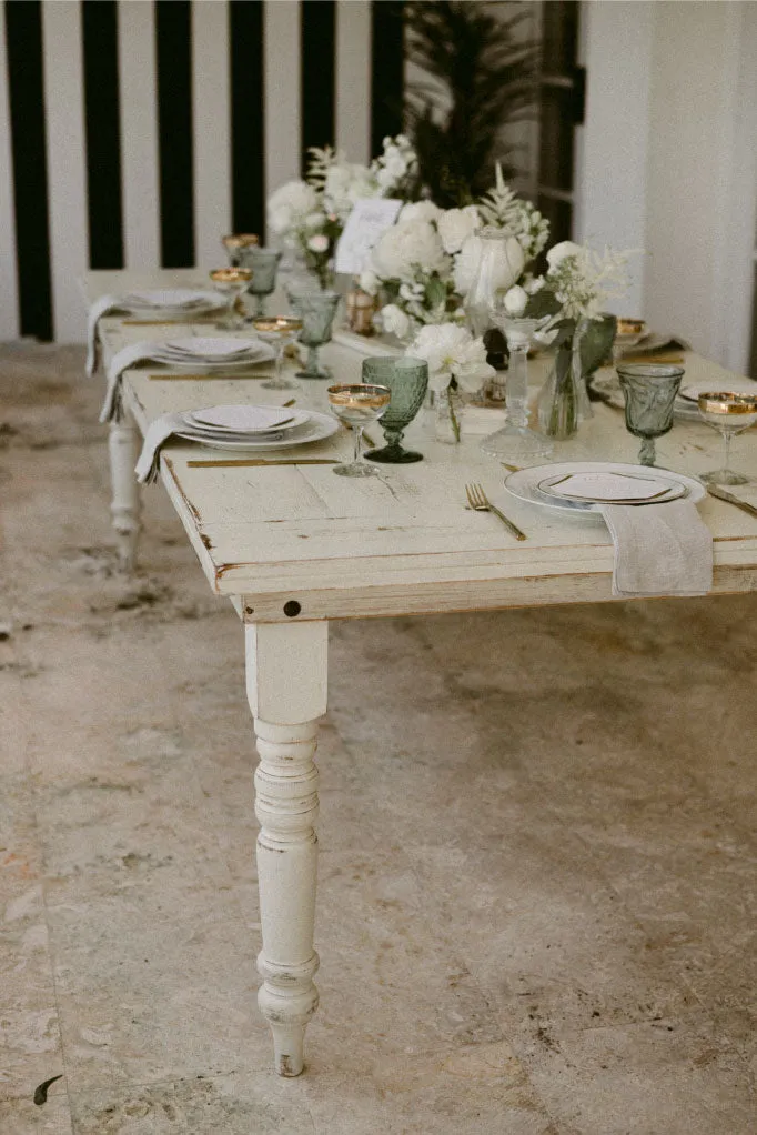 White Washed Wood Farm Table