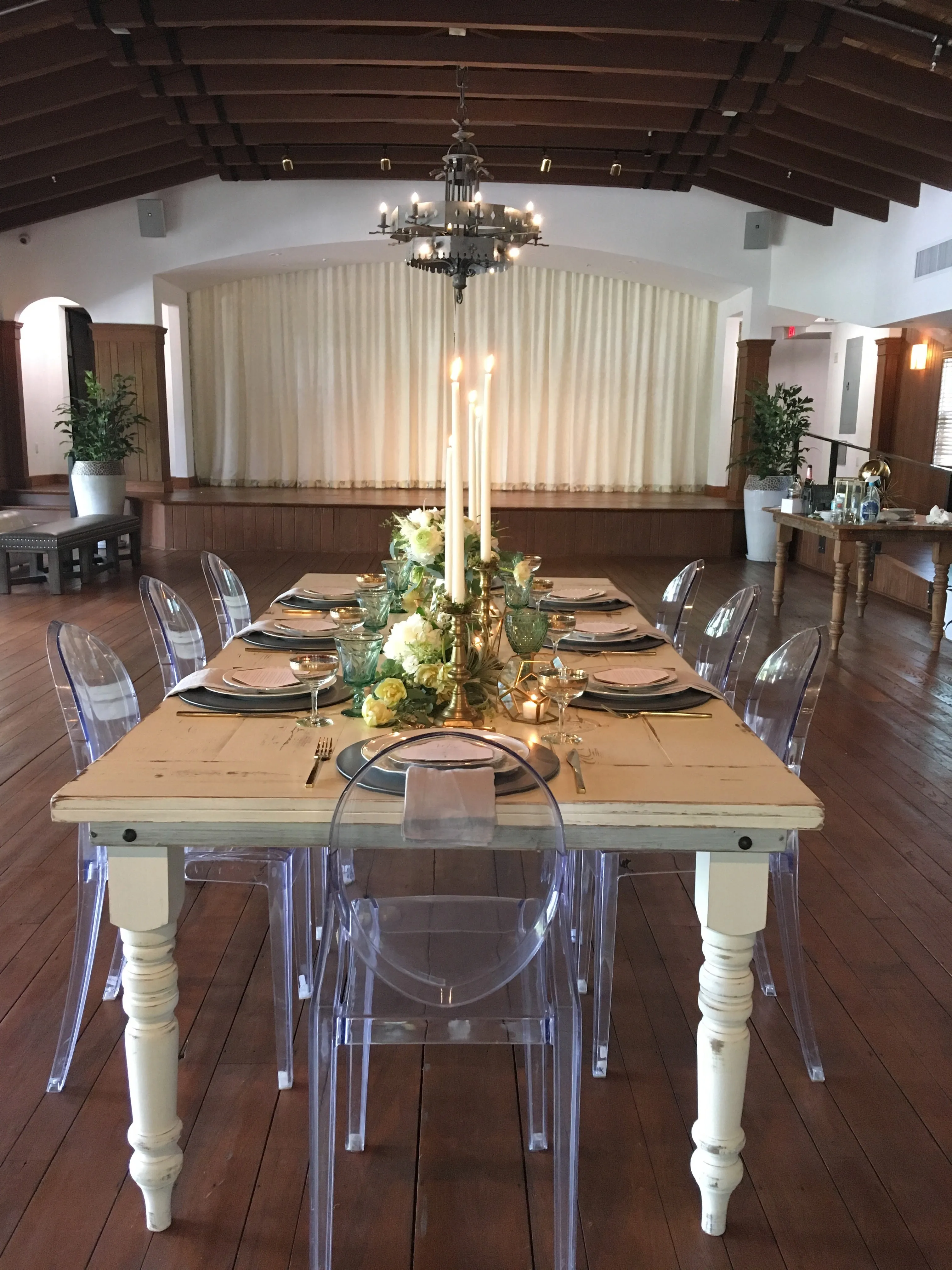 White Washed Wood Farm Table