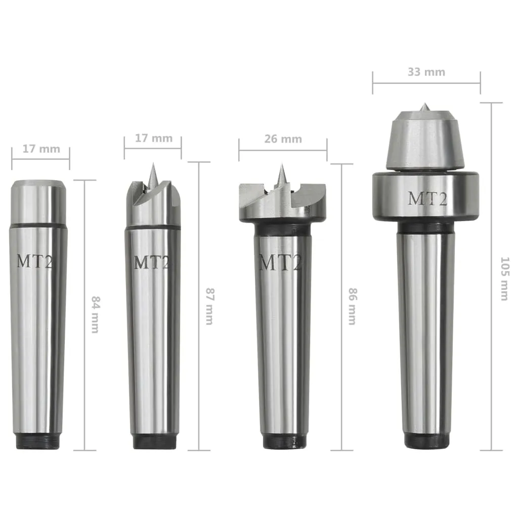 Wood Lathe Centers 4 pcs MT2 Steel